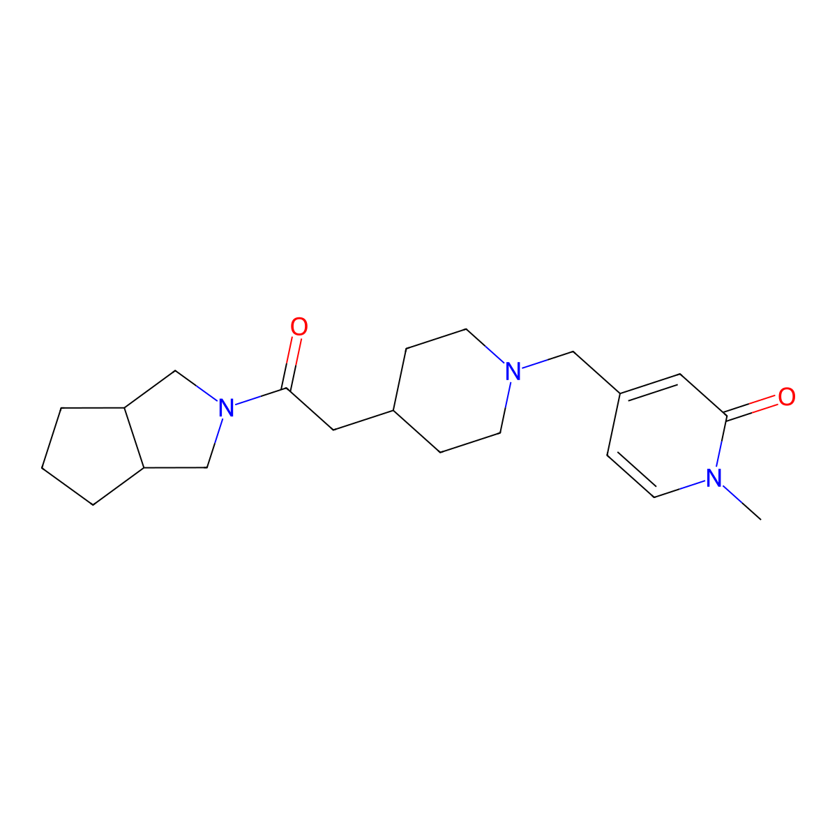 1-Methyl-4-{[4-(2-{octahydrocyclopenta[c]pyrrol-2-yl}-2-oxoethyl)piperidin-1-yl]methyl}-1,2-dihydropyridin-2-one molecular structure, CAS 3054597-73-5