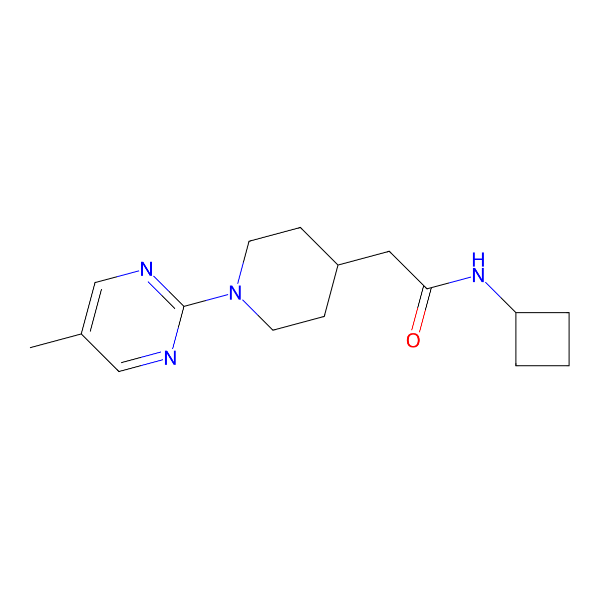 N-cyclobutyl-2-[1-(5-methylpyrimidin-2-yl)piperidin-4-yl]acetamide molecular structure, CAS 3054597-83-7