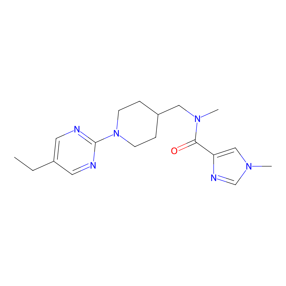 N-{[1-(5-ethylpyrimidin-2-yl)piperidin-4-yl]methyl}-N,1-dimethyl-1H-imidazole-4-carboxamide molecular structure, CAS 3054597-85-9