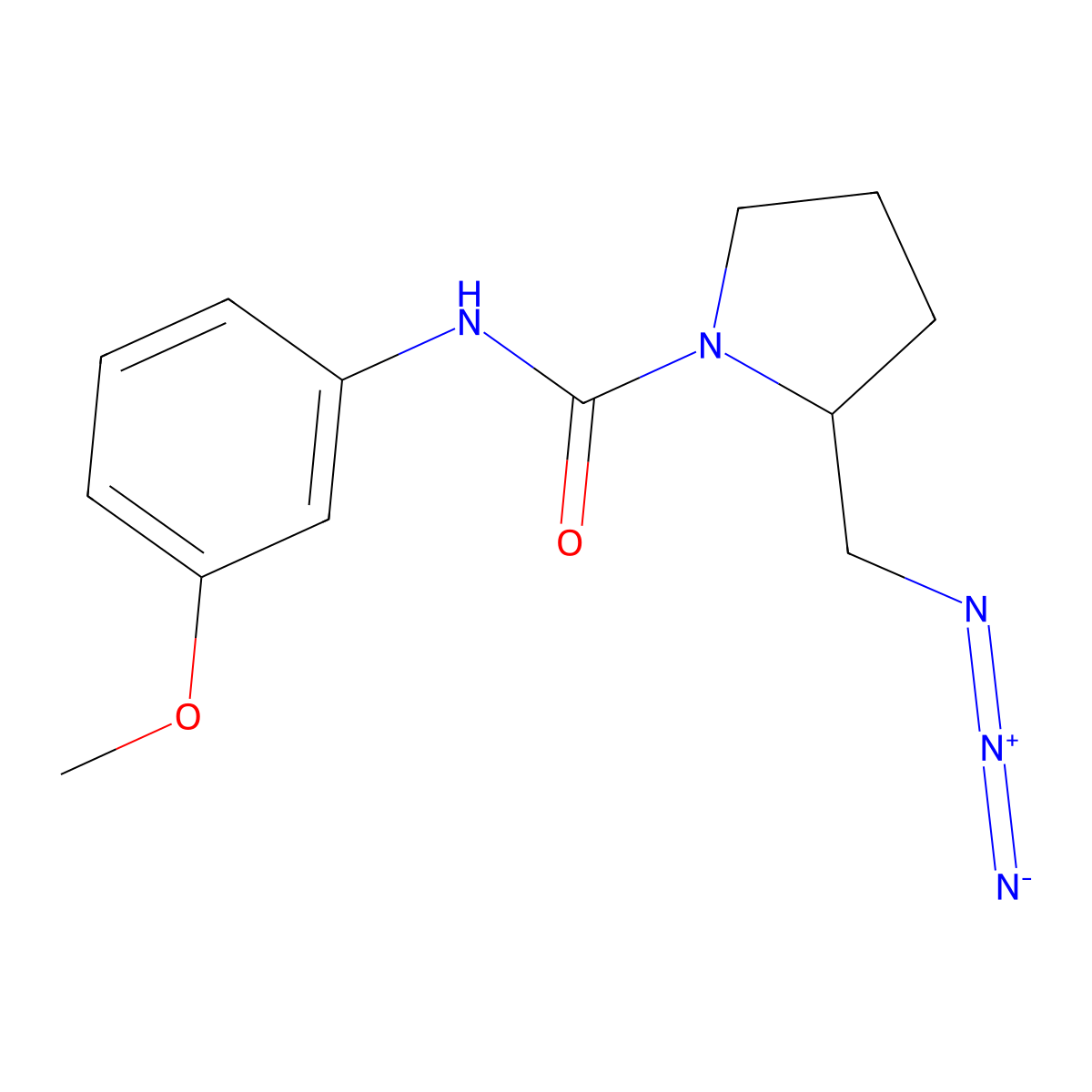 2-(azidomethyl)-N-(3-methoxyphenyl)pyrrolidine-1-carboxamide molecular structure, CAS 3054597-86-0