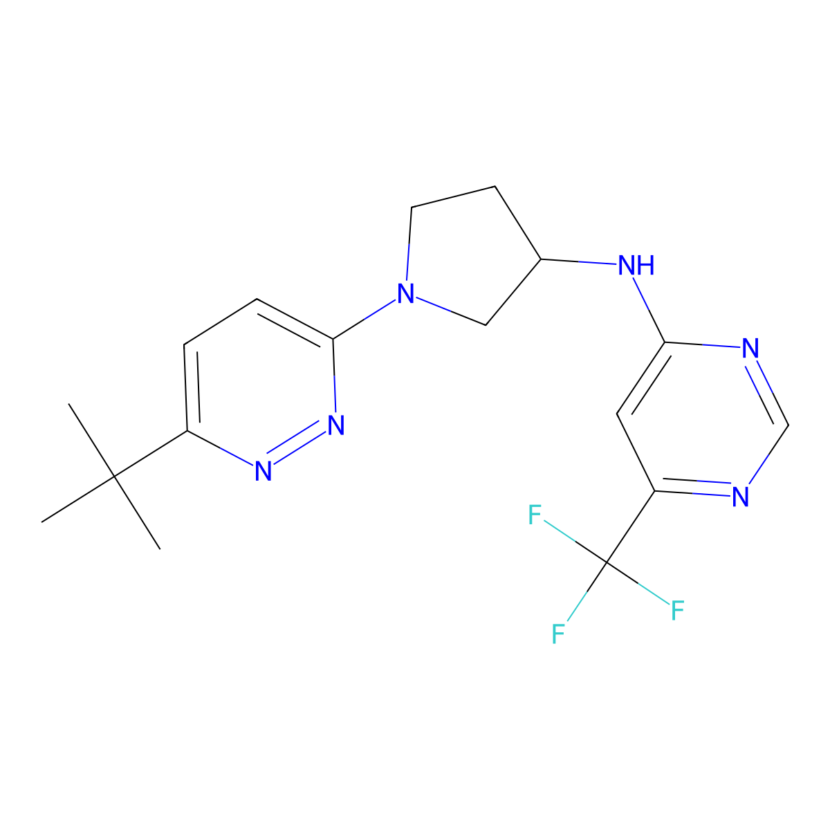 N-[1-(6-tert-butylpyridazin-3-yl)pyrrolidin-3-yl]-6-(trifluoromethyl)pyrimidin-4-amine molecular structure, CAS 3054597-89-3