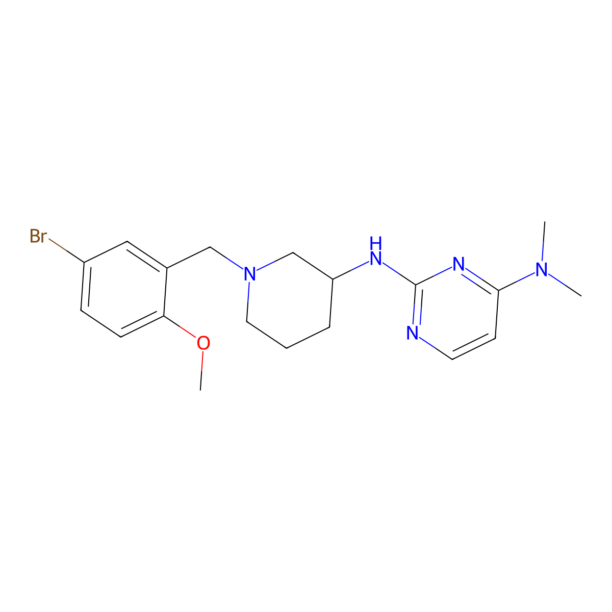 N2-{1-[(5-bromo-2-methoxyphenyl)methyl]piperidin-3-yl}-N4,N4-dimethylpyrimidine-2,4-diamine molecular structure, CAS 3054597-92-8