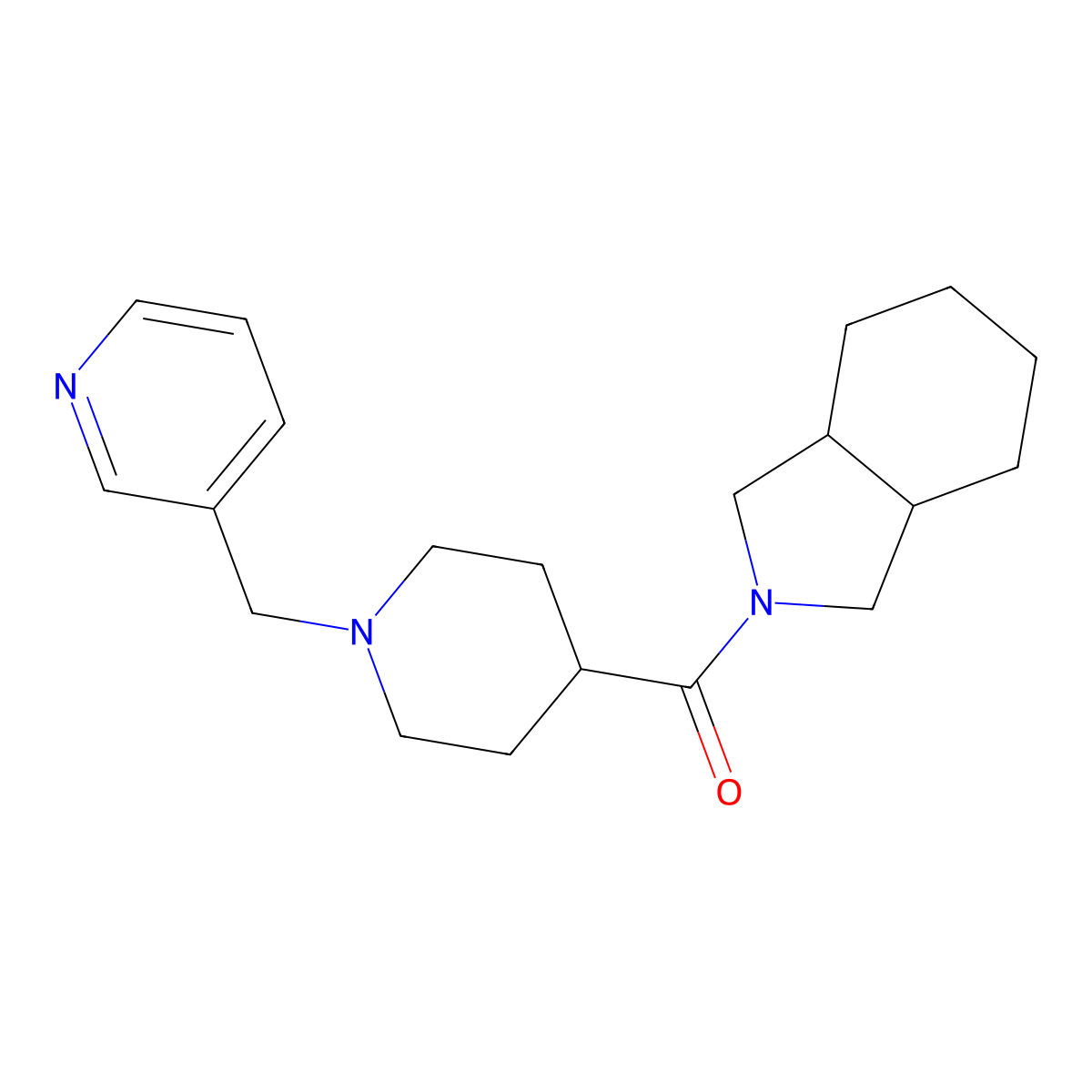 2-{1-[(pyridin-3-yl)methyl]piperidine-4-carbonyl}-octahydro-1H-isoindole molecular structure, CAS 3054597-96-2