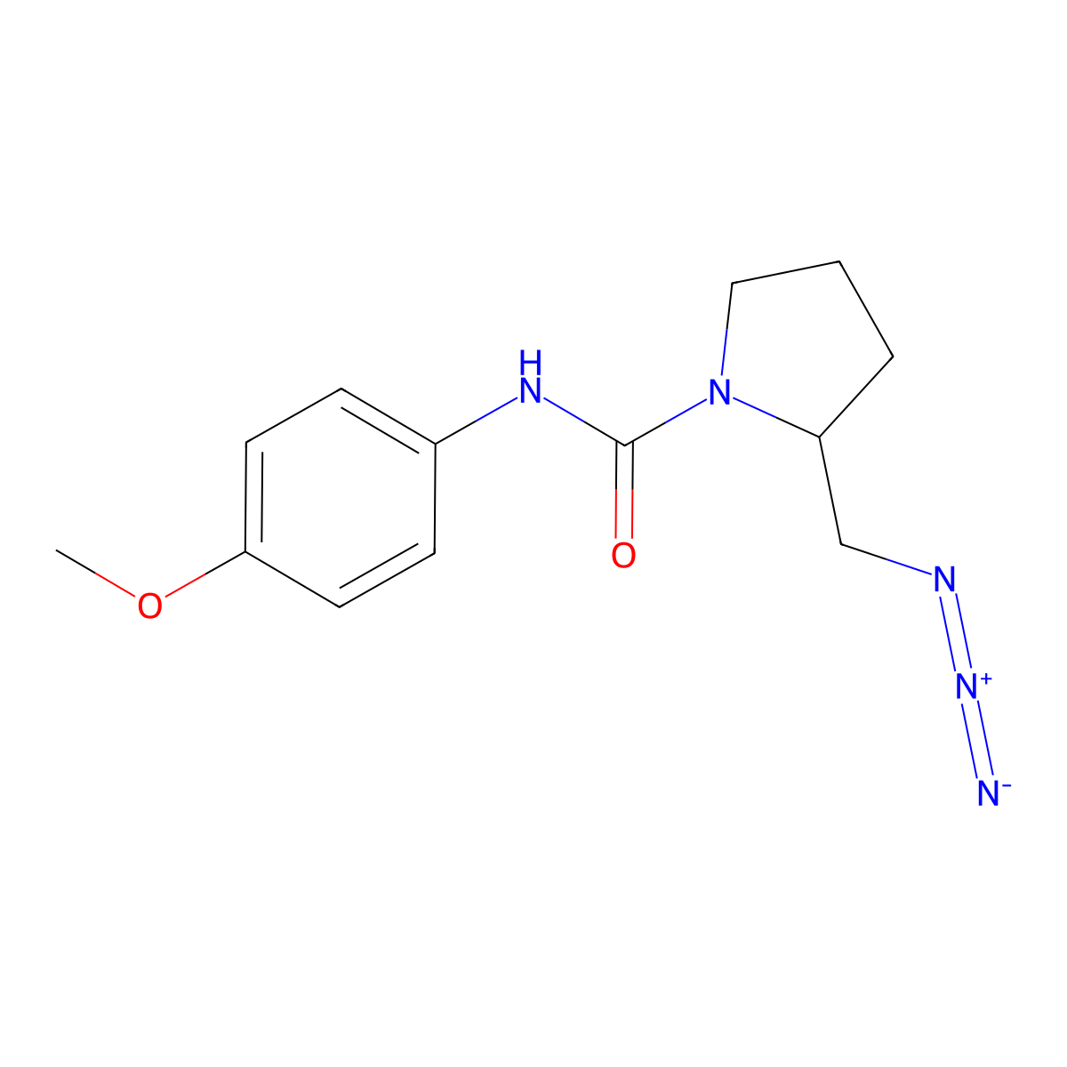 2-(azidomethyl)-N-(4-methoxyphenyl)pyrrolidine-1-carboxamide molecular structure, CAS 3054597-98-4