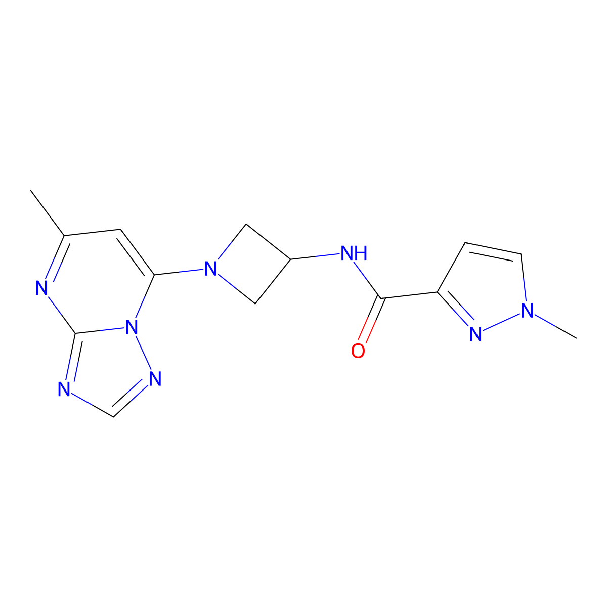 1-methyl-N-(1-{5-methyl-[1,2,4]triazolo[1,5-a]pyrimidin-7-yl}azetidin-3-yl)-1H-pyrazole-3-carboxamide molecular structure, CAS 3054598-04-5