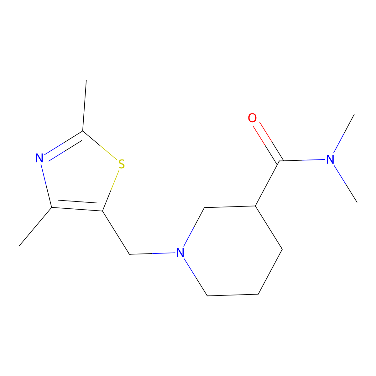 1-[(2,4-dimethyl-1,3-thiazol-5-yl)methyl]-N,N-dimethylpiperidine-3-carboxamide molecular structure, CAS 3054598-05-6