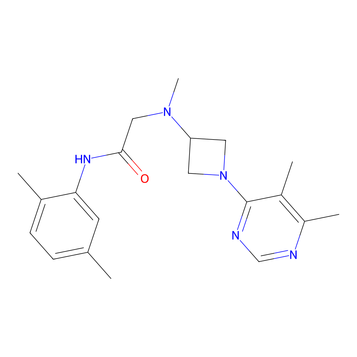 N-(2,5-dimethylphenyl)-2-{[1-(5,6-dimethylpyrimidin-4-yl)azetidin-3-yl](methyl)amino}acetamide molecular structure, CAS 3054598-06-7