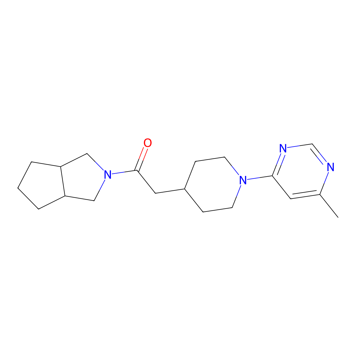 2-[1-(6-Methylpyrimidin-4-yl)piperidin-4-yl]-1-{octahydrocyclopenta[c]pyrrol-2-yl}ethan-1-one molecular structure, CAS 3054598-09-0