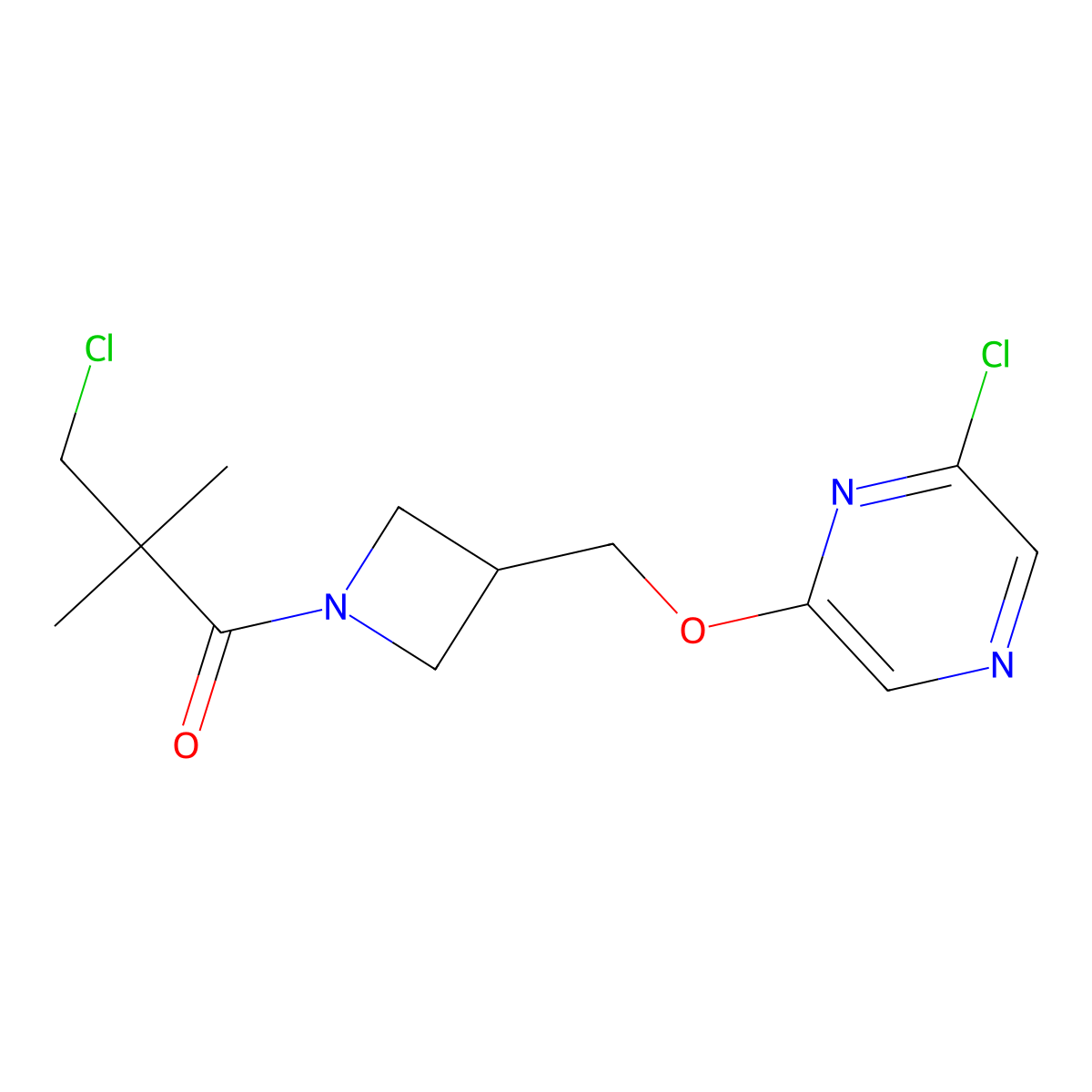 3-Chloro-1-(3-{[(6-chloropyrazin-2-yl)oxy]methyl}azetidin-1-yl)-2,2-dimethylpropan-1-one molecular structure, CAS 3054598-12-5