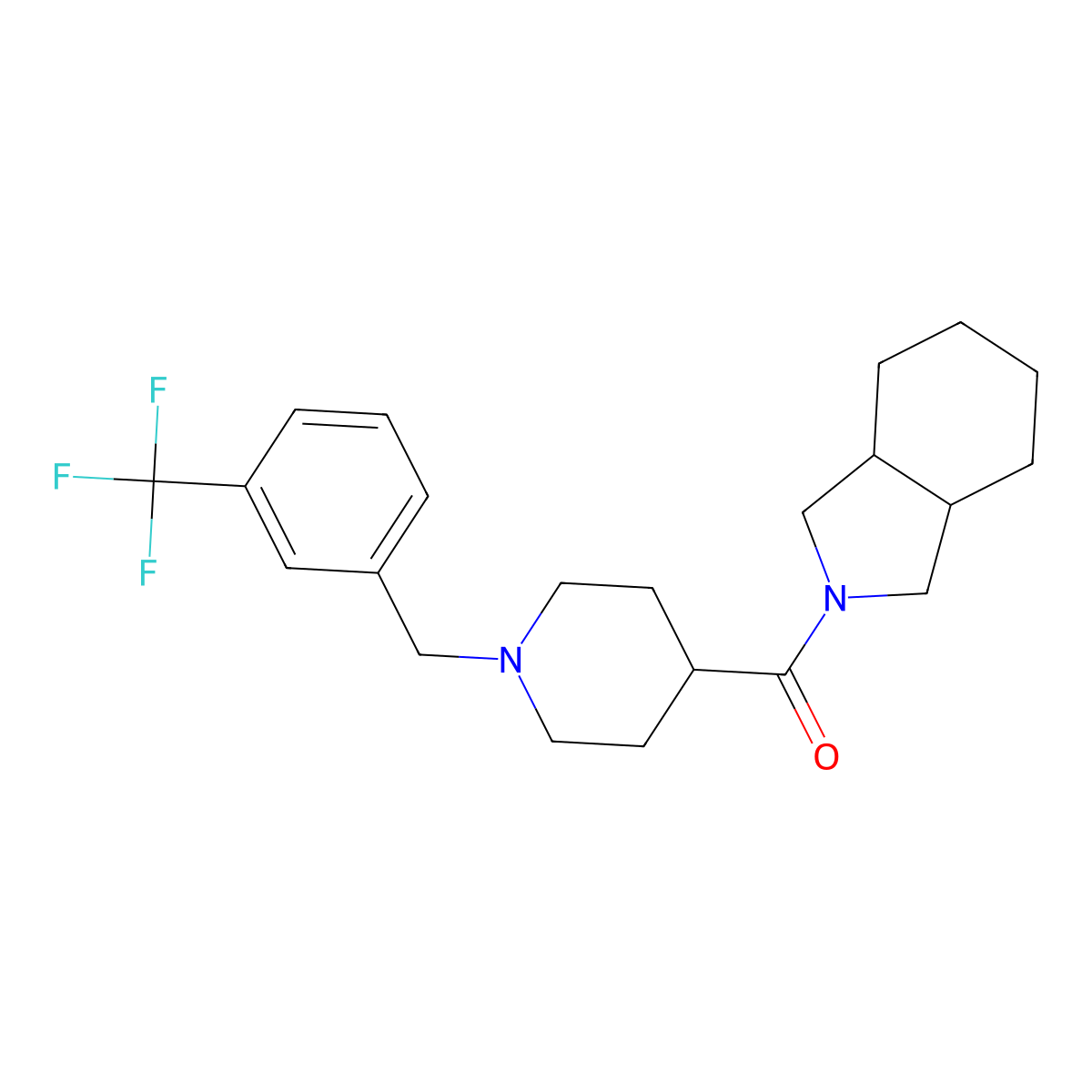 2-(1-{[3-(trifluoromethyl)phenyl]methyl}piperidine-4-carbonyl)-octahydro-1H-isoindole molecular structure, CAS 3054598-14-7