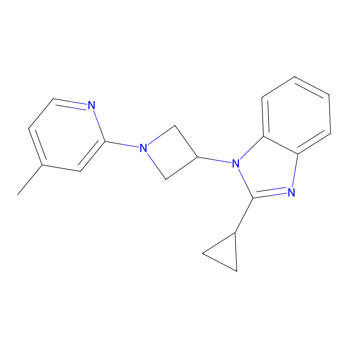 2-cyclopropyl-1-[1-(4-methylpyridin-2-yl)azetidin-3-yl]-1H-1,3-benzodiazole molecular structure, CAS 3054598-18-1
