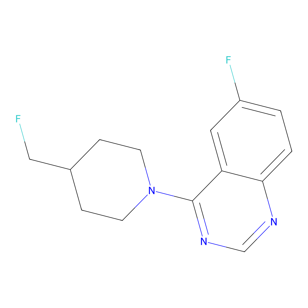 6-Fluoro-4-[4-(fluoromethyl)piperidin-1-yl]quinazoline molecular structure, CAS 3054598-27-2