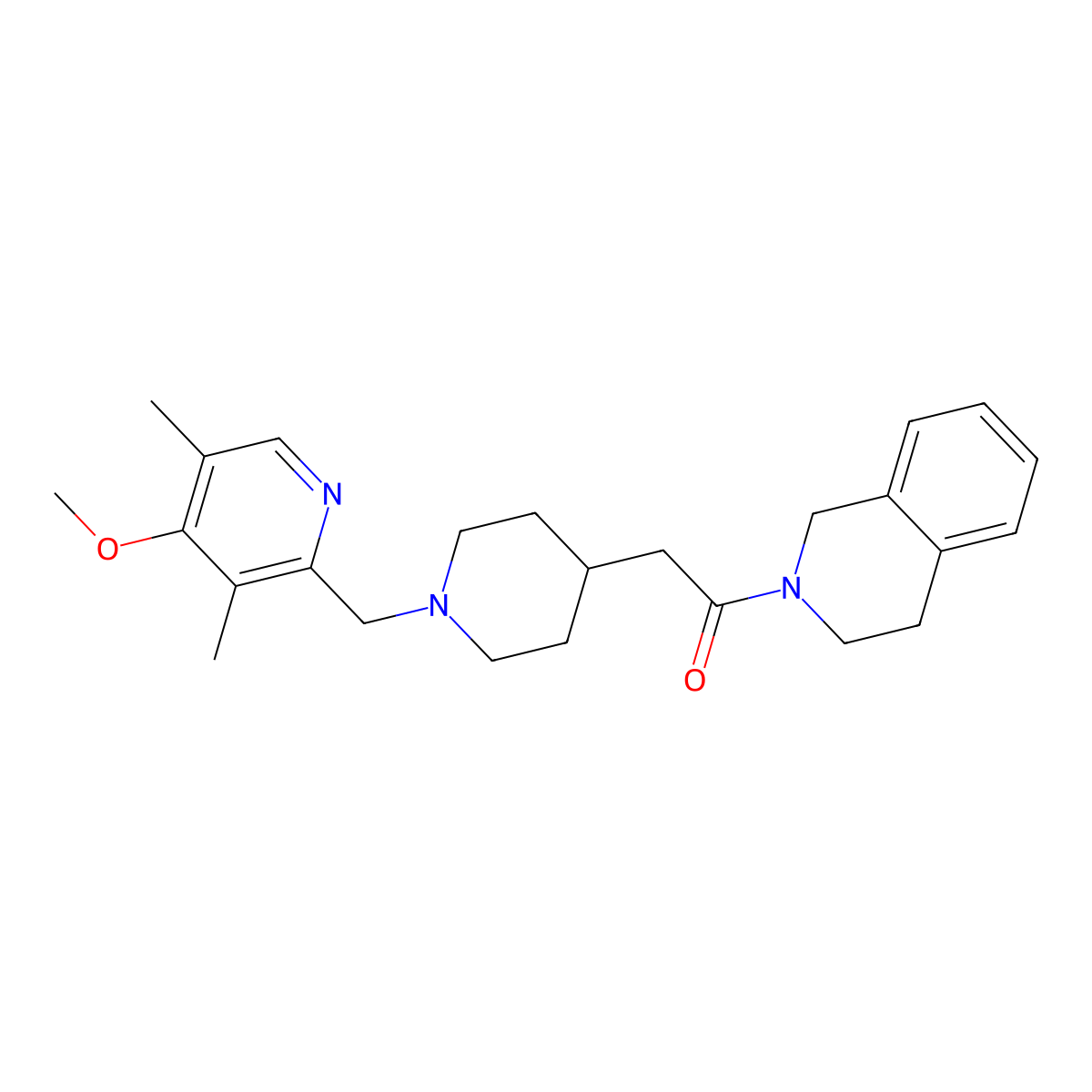 2-{1-[(4-Methoxy-3,5-dimethylpyridin-2-yl)methyl]piperidin-4-yl}-1-(1,2,3,4-tetrahydroisoquinolin-2-yl)ethan-1-one molecular structure, CAS 3054598-39-6