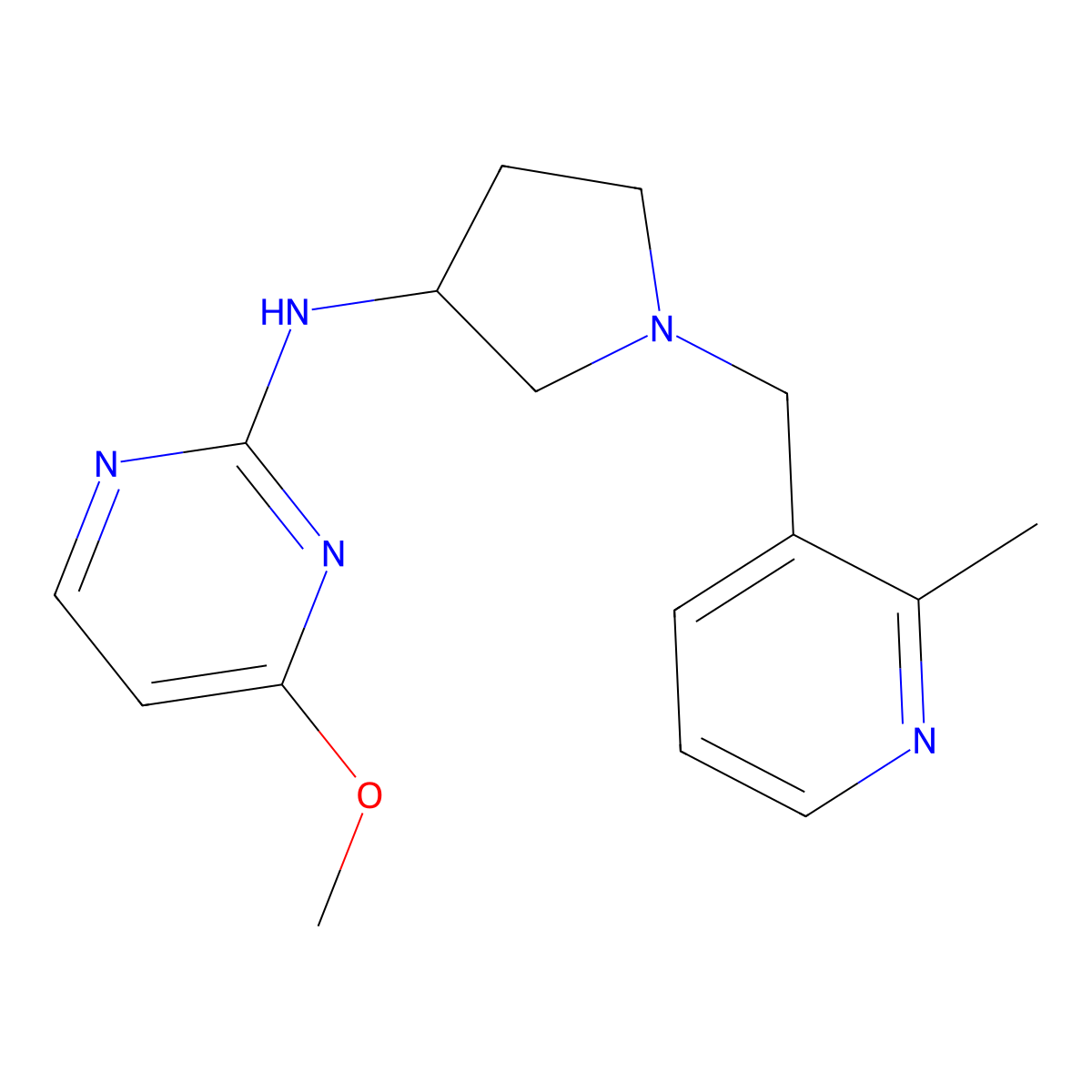 4-methoxy-N-{1-[(2-methylpyridin-3-yl)methyl]pyrrolidin-3-yl}pyrimidin-2-amine molecular structure, CAS 3054598-41-0