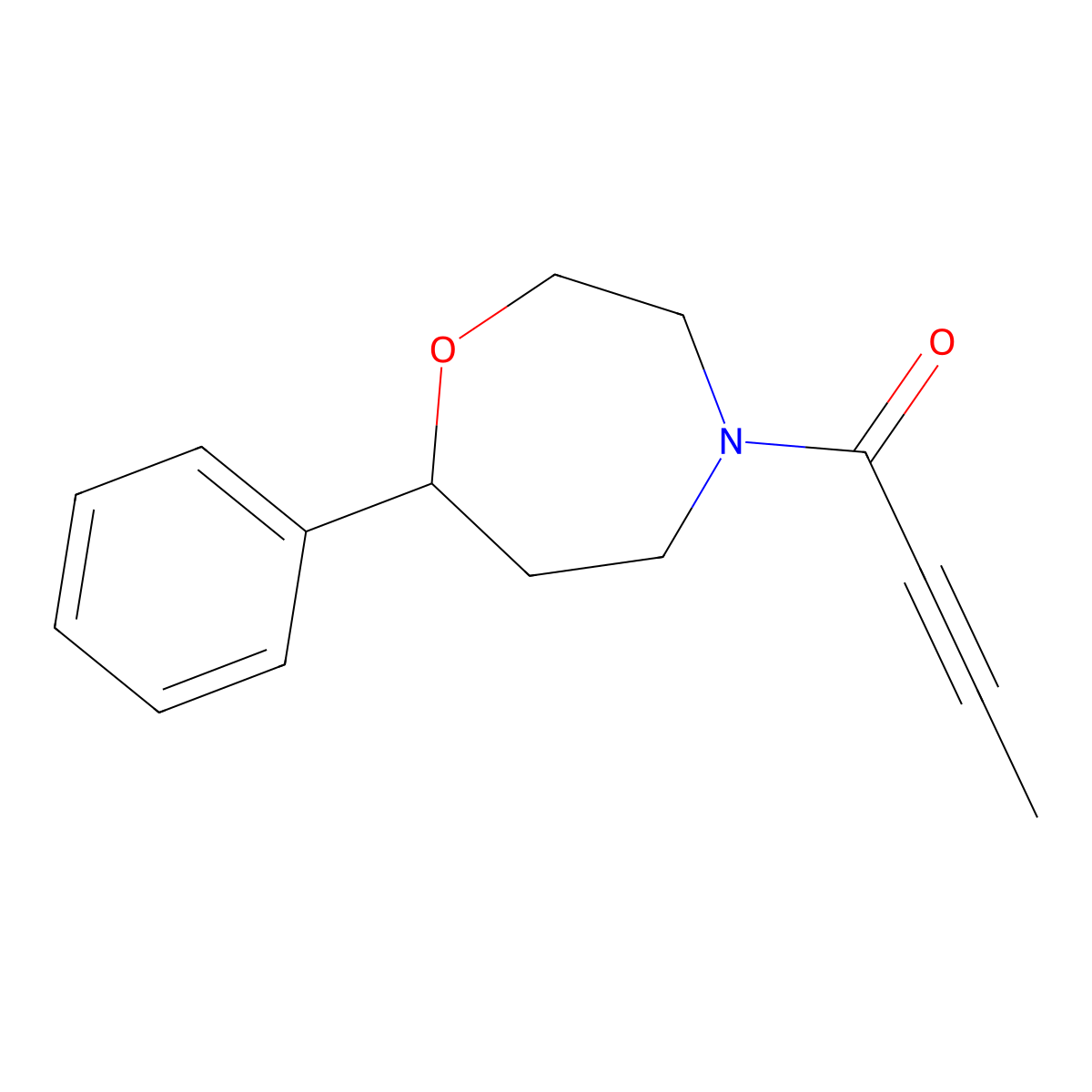 1-(7-Phenyl-1,4-oxazepan-4-yl)but-2-yn-1-one molecular structure, CAS 3054598-45-4