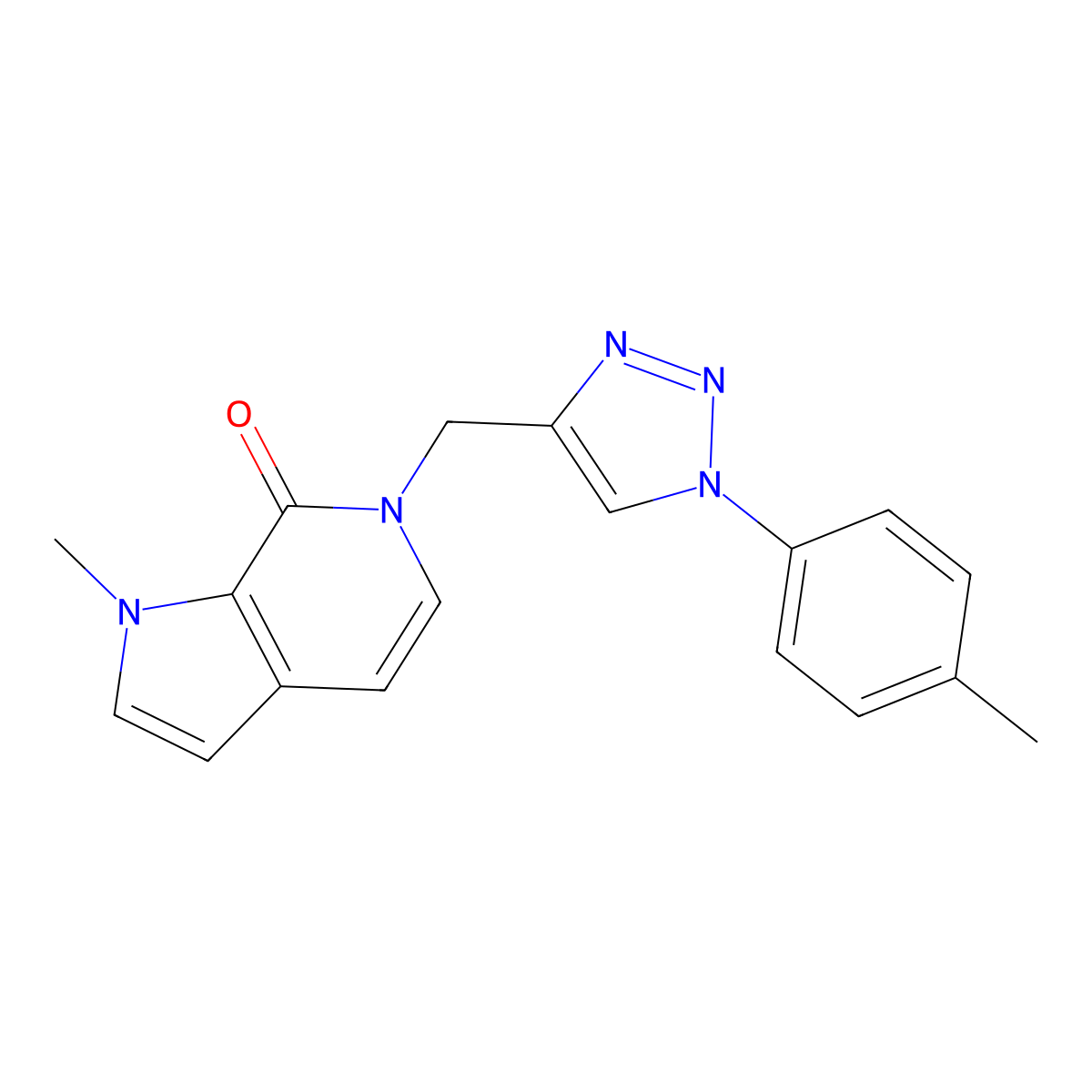 1-methyl-6-{[1-(4-methylphenyl)-1H-1,2,3-triazol-4-yl]methyl}-1H,6H,7H-pyrrolo[2,3-c]pyridin-7-one molecular structure, CAS 3054598-53-4