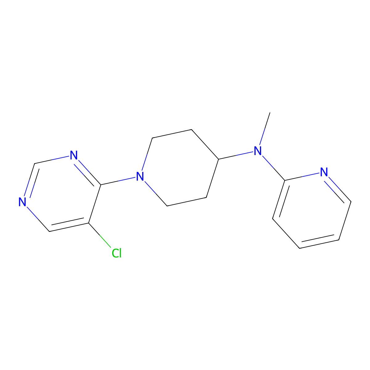 N-[1-(5-chloropyrimidin-4-yl)piperidin-4-yl]-N-methylpyridin-2-amine molecular structure, CAS 3054598-56-7