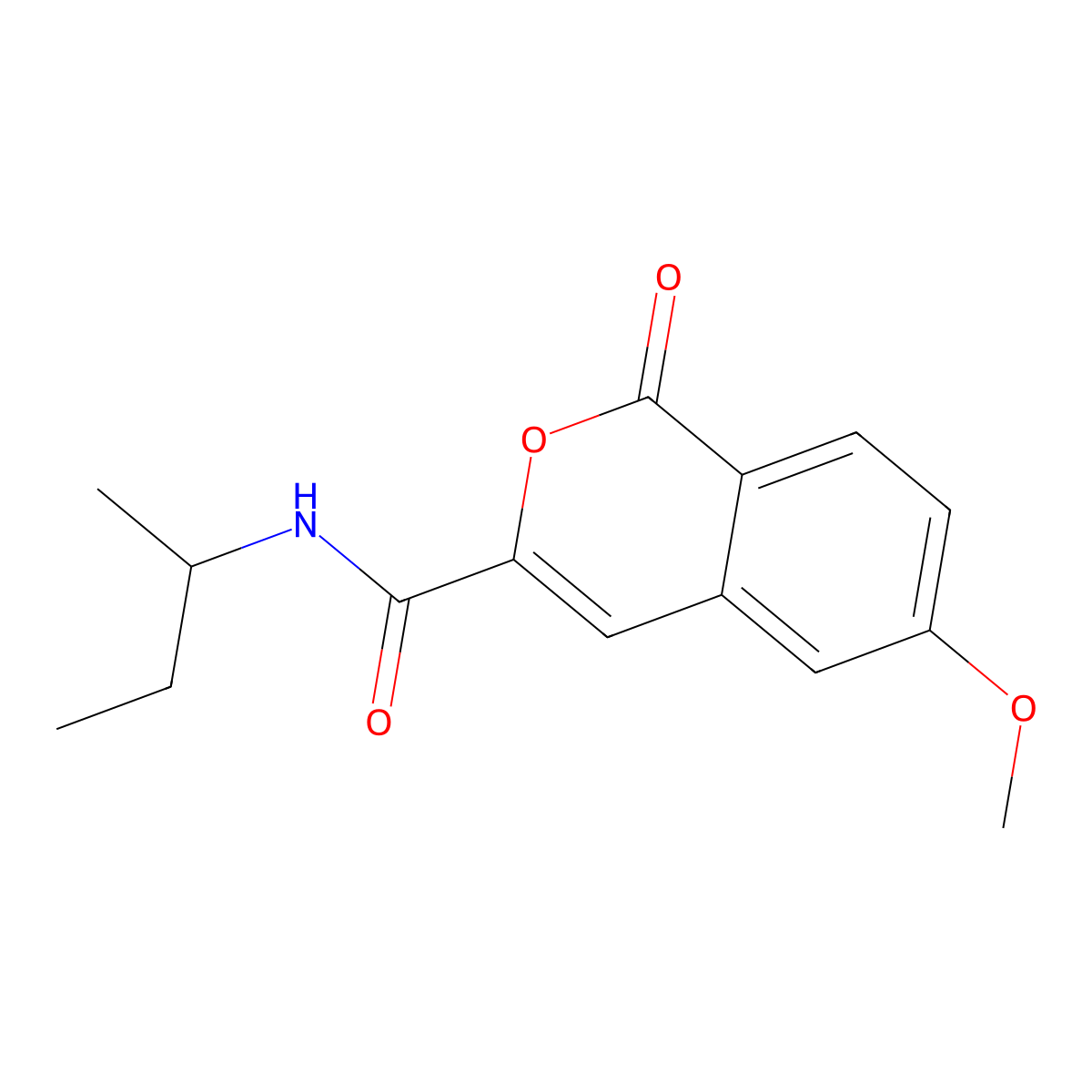N-(butan-2-yl)-6-methoxy-1-oxo-1H-isochromene-3-carboxamide molecular structure, CAS 3054598-59-0