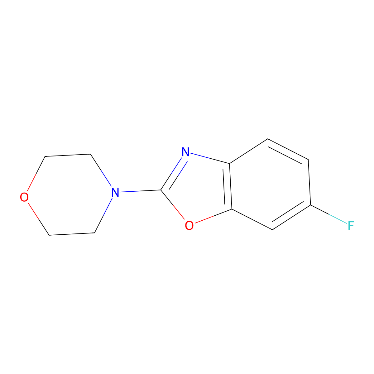 6-Fluoro-2-(morpholin-4-yl)-1,3-benzoxazole molecular structure, CAS 3054598-70-5