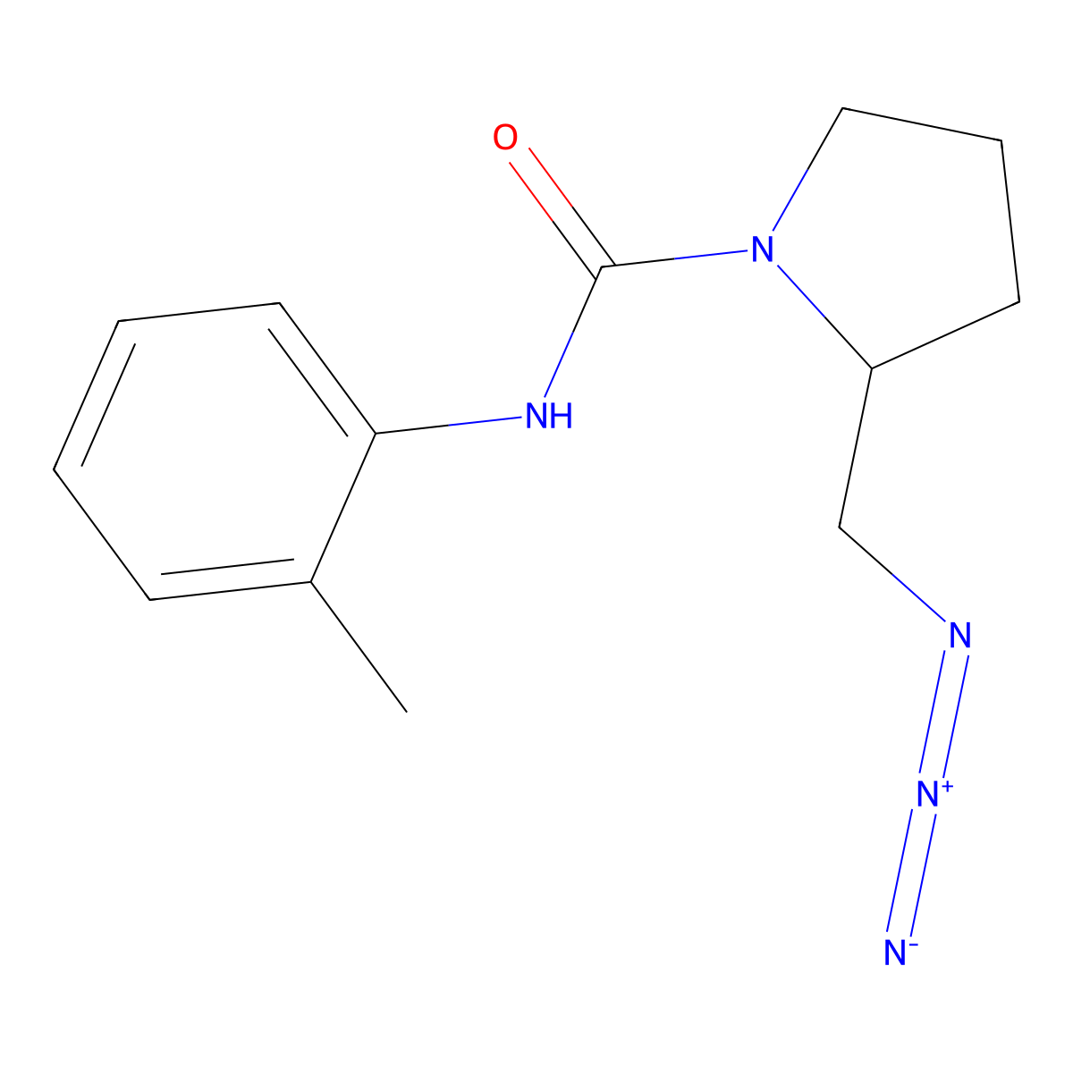 2-(azidomethyl)-N-(2-methylphenyl)pyrrolidine-1-carboxamide molecular structure, CAS 3054598-75-0