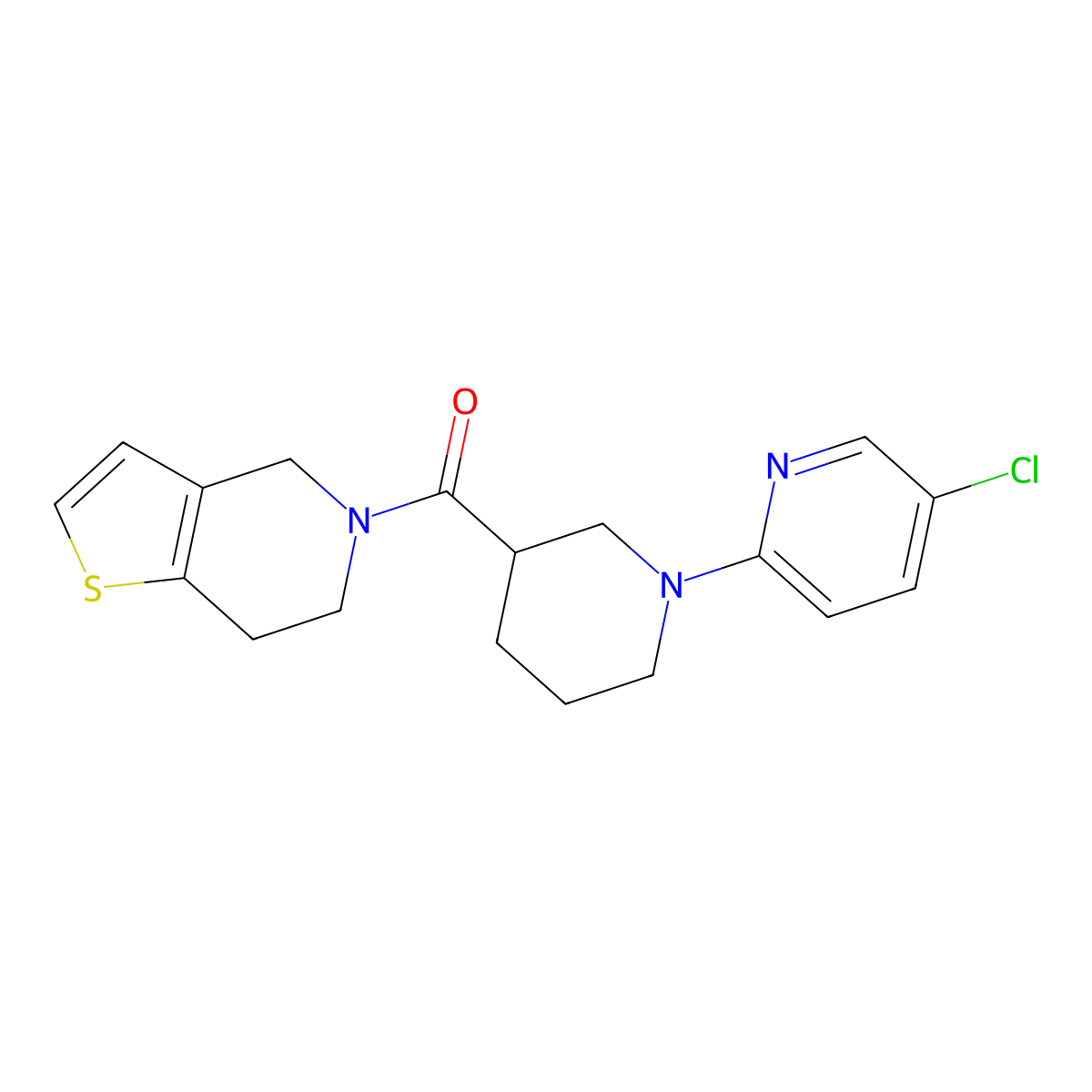 5-chloro-2-(3-{4H,5H,6H,7H-thieno[3,2-c]pyridine-5-carbonyl}piperidin-1-yl)pyridine molecular structure, CAS 3054598-78-3