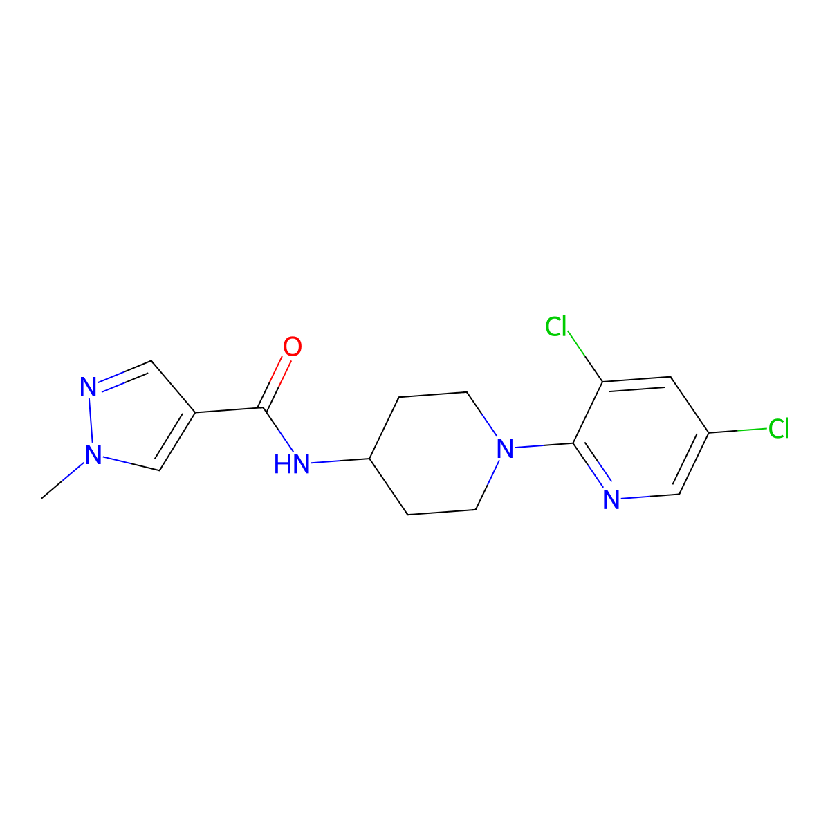 N-[1-(3,5-dichloropyridin-2-yl)piperidin-4-yl]-1-methyl-1H-pyrazole-4-carboxamide molecular structure, CAS 3054598-79-4