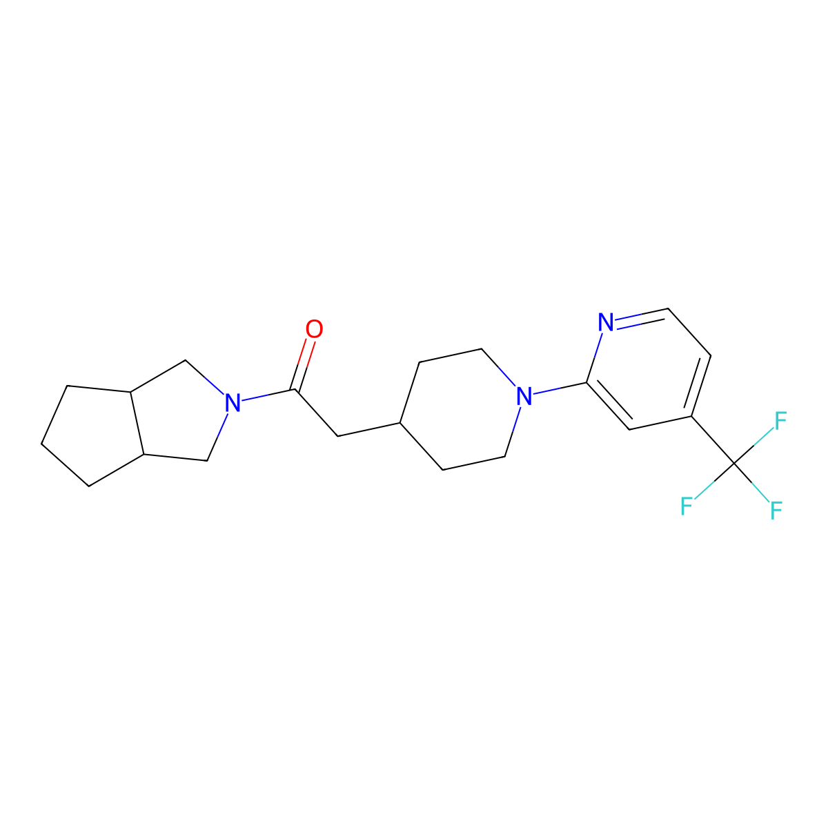 1-{Octahydrocyclopenta[c]pyrrol-2-yl}-2-{1-[4-(trifluoromethyl)pyridin-2-yl]piperidin-4-yl}ethan-1-one molecular structure, CAS 3054598-85-2