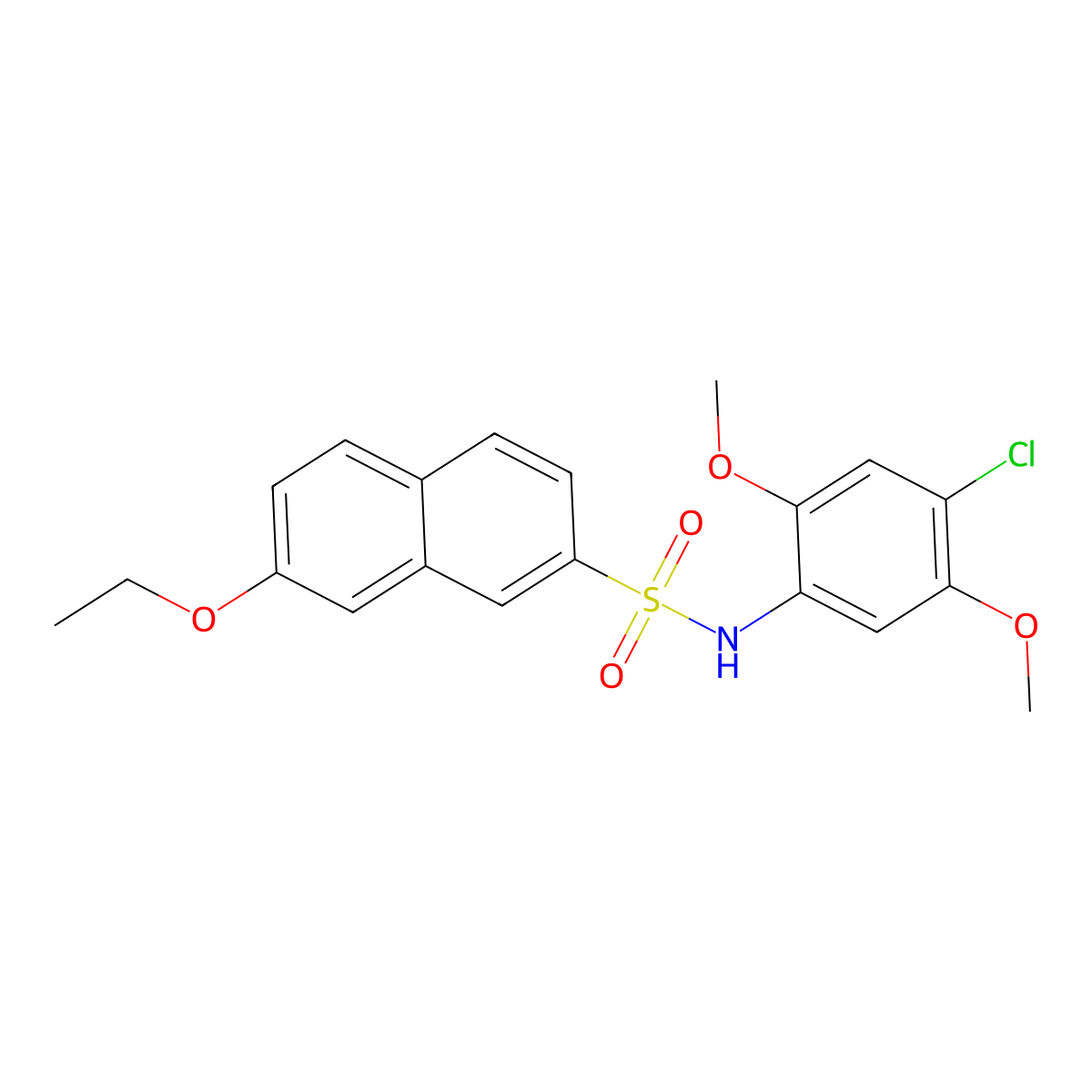 N-(4-chloro-2,5-dimethoxyphenyl)-7-ethoxynaphthalene-2-sulfonamide molecular structure, CAS 3054598-97-6