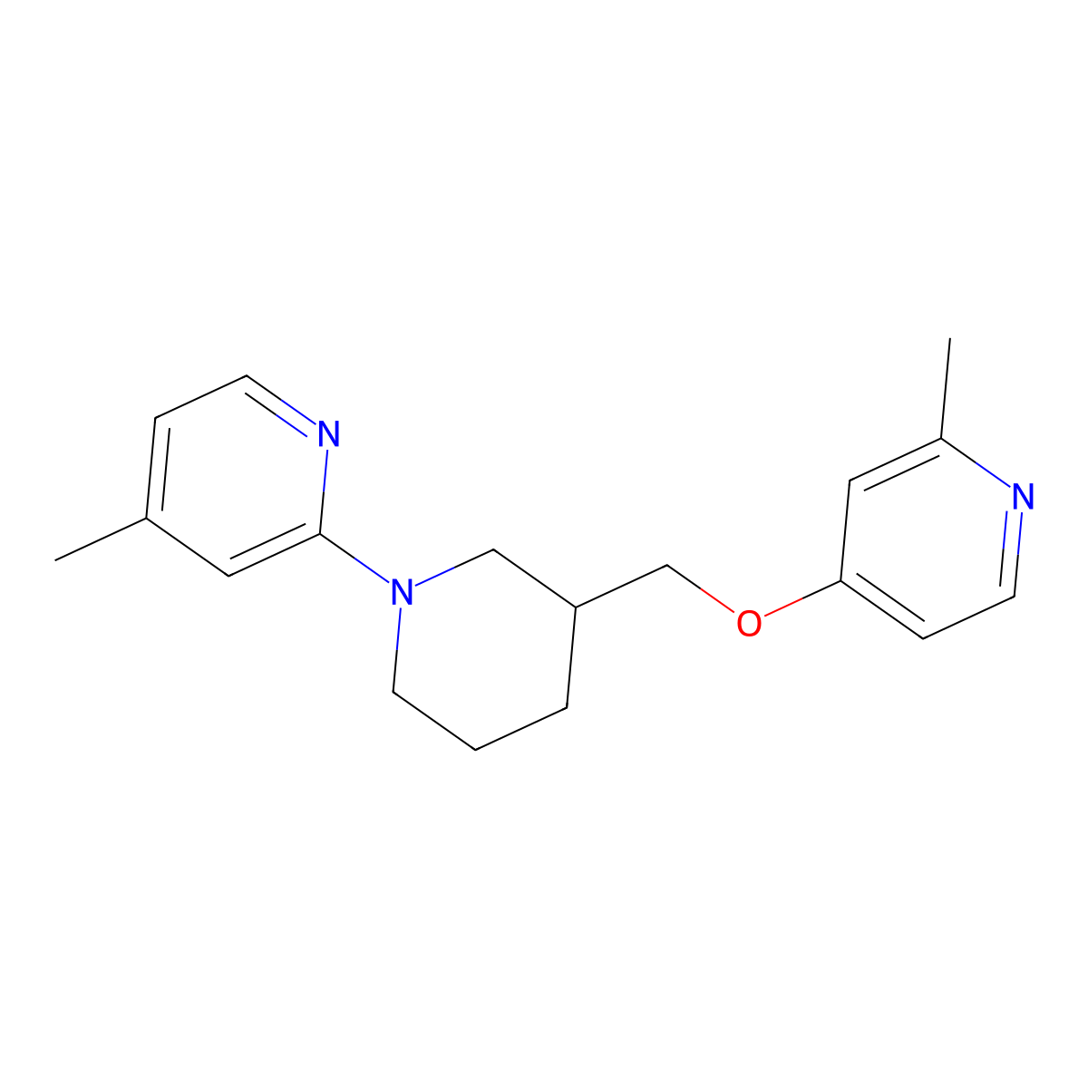 4-Methyl-2-(3-{[(2-methylpyridin-4-yl)oxy]methyl}piperidin-1-yl)pyridine molecular structure, CAS 3054598-98-7