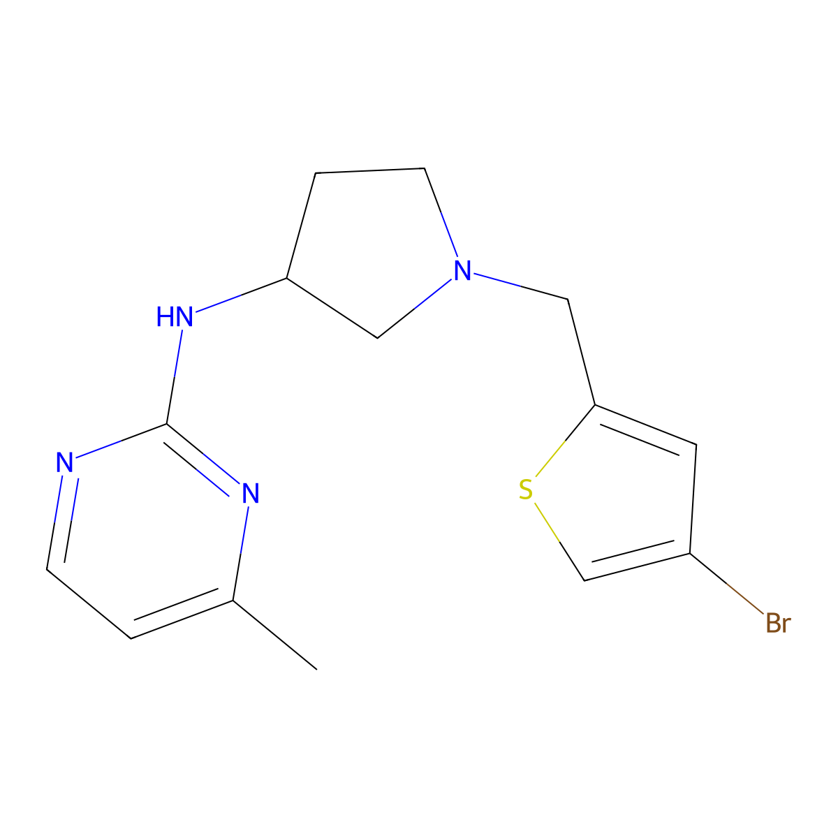 N-{1-[(4-bromothiophen-2-yl)methyl]pyrrolidin-3-yl}-4-methylpyrimidin-2-amine molecular structure, CAS 3054599-02-6