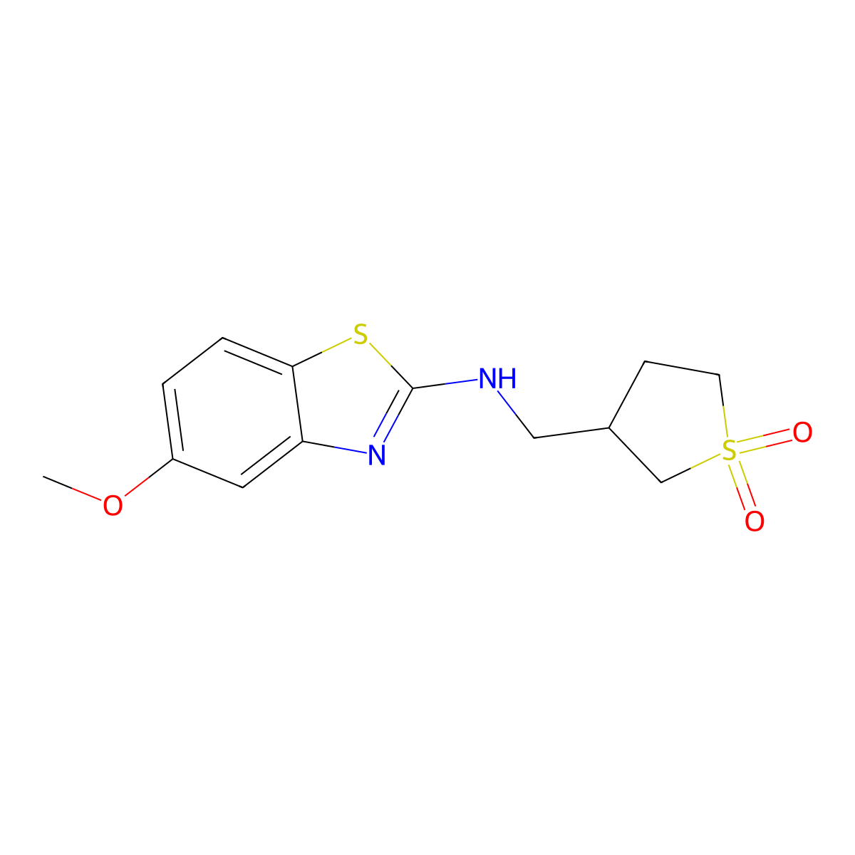 3-{[(5-Methoxy-1,3-benzothiazol-2-yl)amino]methyl}-1lambda-thiolane-1,1-dione molecular structure, CAS 3054599-03-7