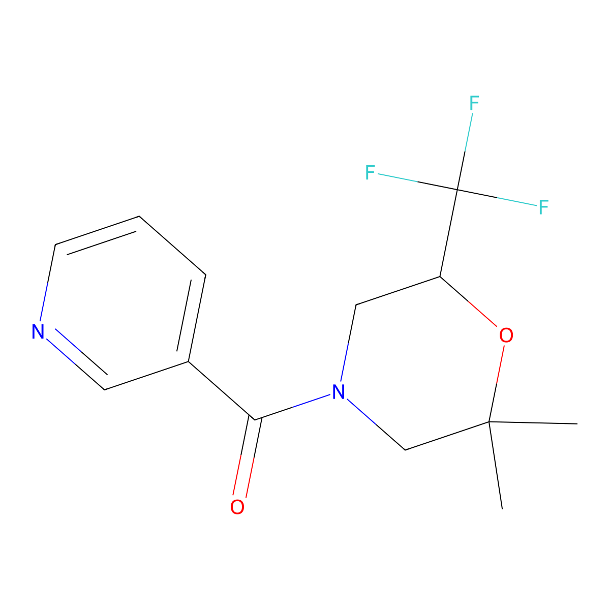2,2-Dimethyl-4-(pyridine-3-carbonyl)-6-(trifluoromethyl)morpholine molecular structure, CAS 3054599-07-1