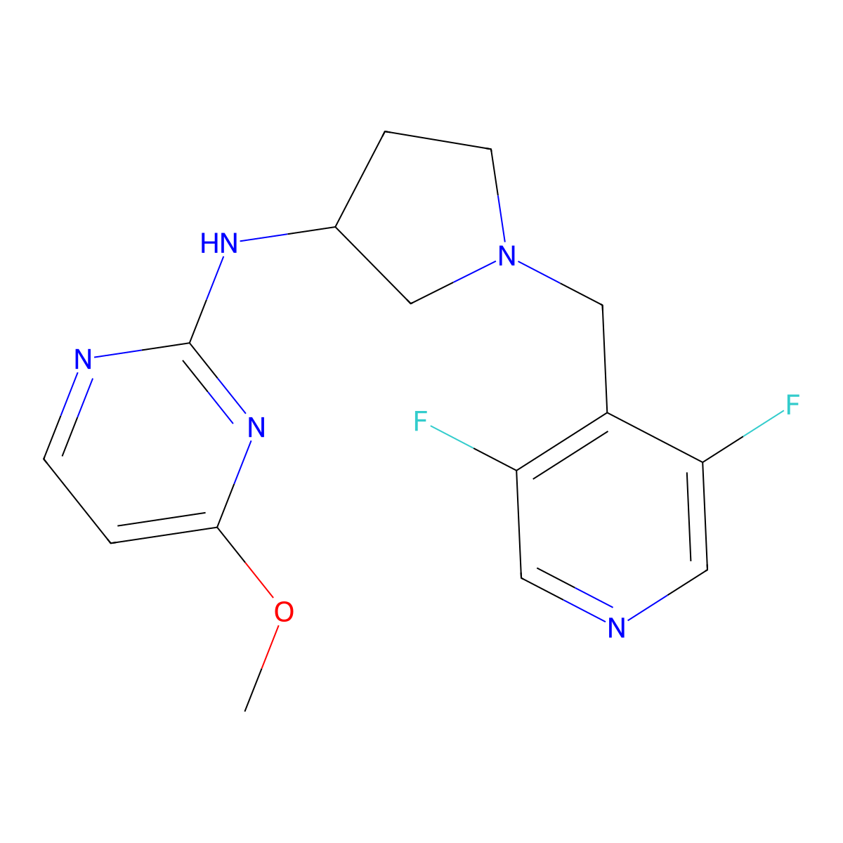 N-{1-[(3,5-difluoropyridin-4-yl)methyl]pyrrolidin-3-yl}-4-methoxypyrimidin-2-amine molecular structure, CAS 3054599-11-7