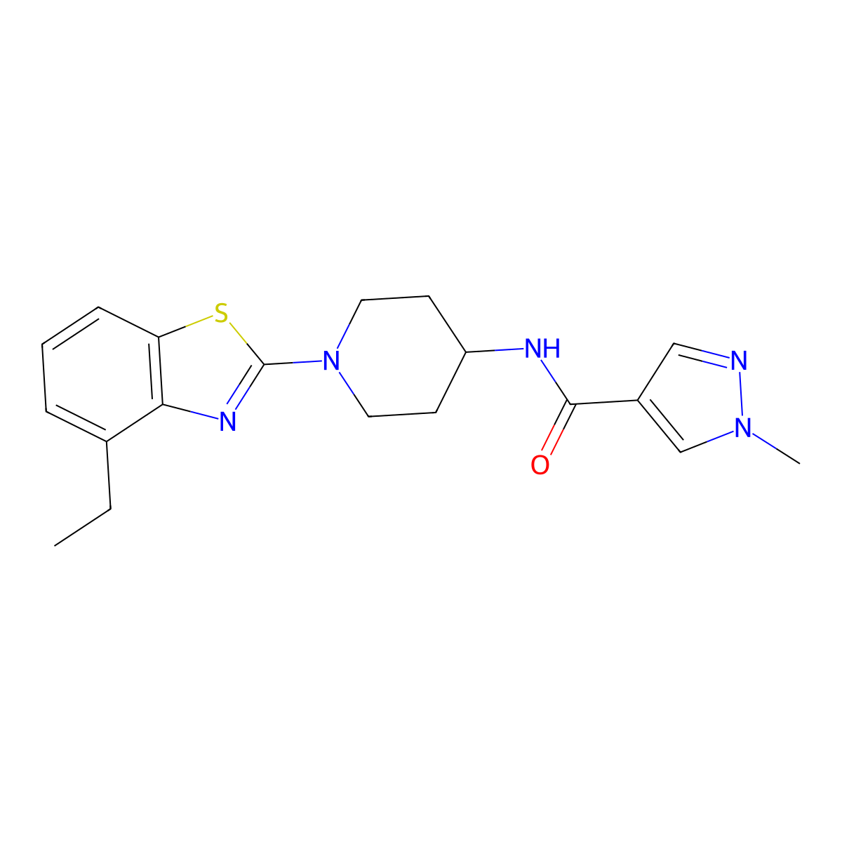 N-[1-(4-ethyl-1,3-benzothiazol-2-yl)piperidin-4-yl]-1-methyl-1H-pyrazole-4-carboxamide molecular structure, CAS 3054599-27-5