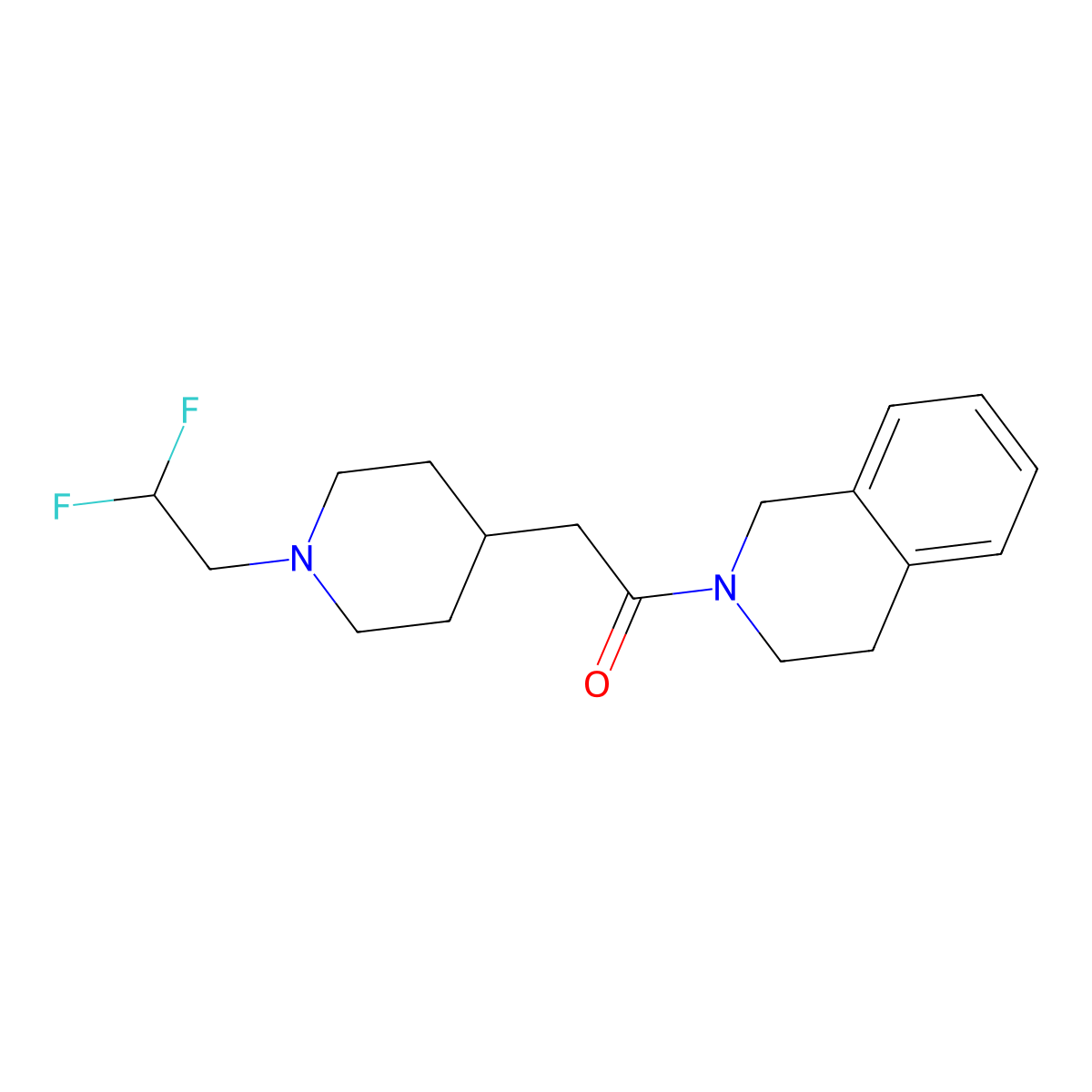 2-[1-(2,2-Difluoroethyl)piperidin-4-yl]-1-(1,2,3,4-tetrahydroisoquinolin-2-yl)ethan-1-one molecular structure, CAS 3054599-29-7