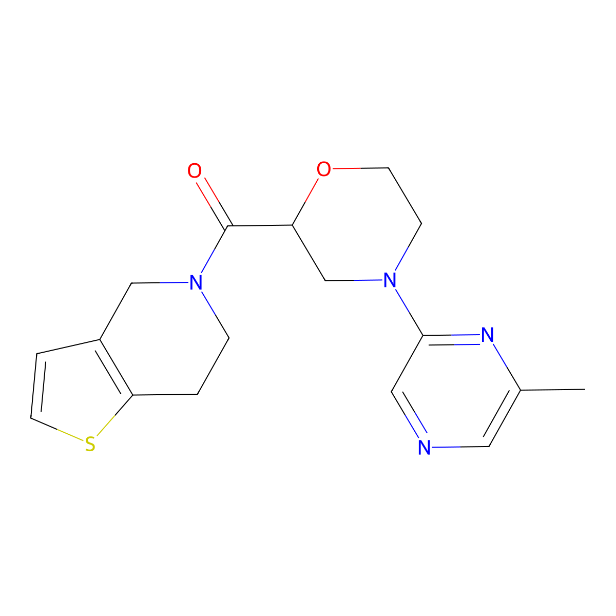 4-(6-methylpyrazin-2-yl)-2-{4H,5H,6H,7H-thieno[3,2-c]pyridine-5-carbonyl}morpholine molecular structure, CAS 3054599-40-2