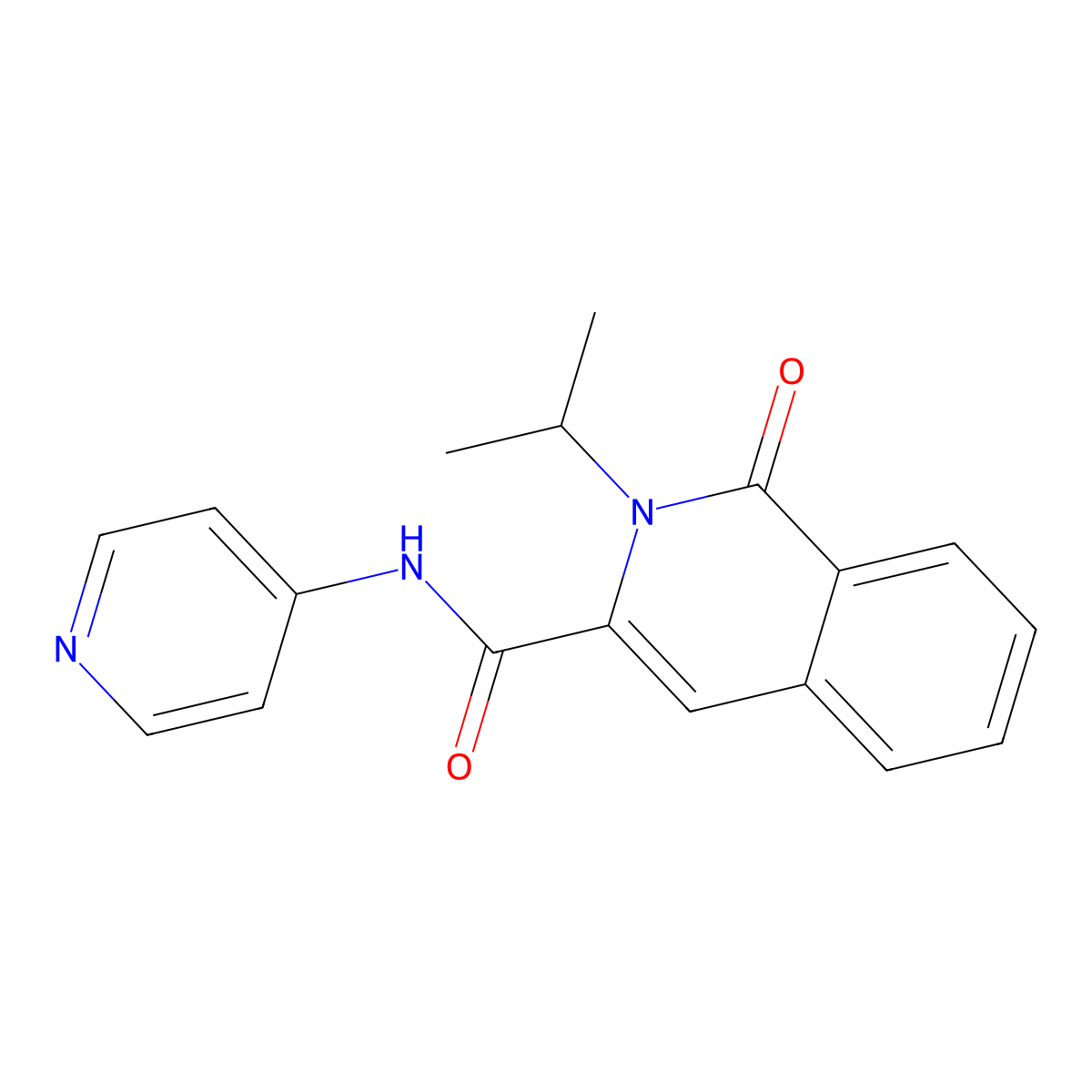 1-oxo-2-(propan-2-yl)-N-(pyridin-4-yl)-1,2-dihydroisoquinoline-3-carboxamide molecular structure, CAS 3054599-42-4
