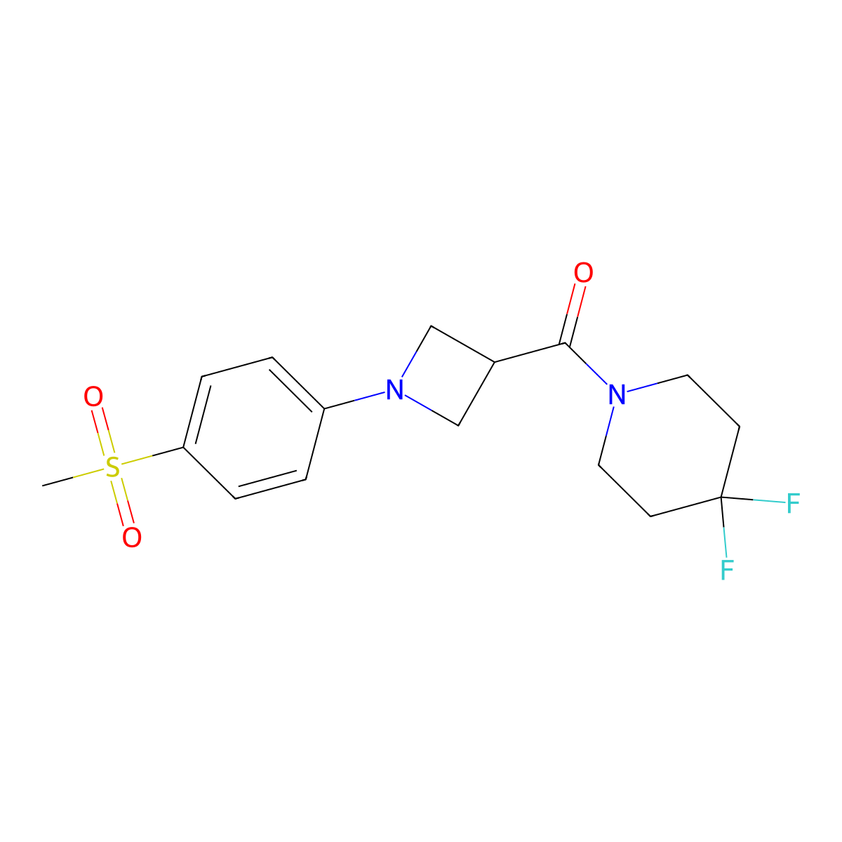 4,4-Difluoro-1-[1-(4-methanesulfonylphenyl)azetidine-3-carbonyl]piperidine molecular structure, CAS 3054599-45-7