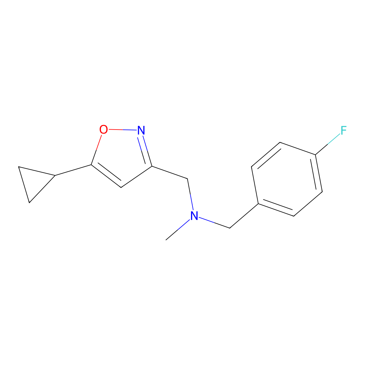 [(5-Cyclopropyl-1,2-oxazol-3-yl)methyl][(4-fluorophenyl)methyl]methylamine molecular structure, CAS 3054599-47-9