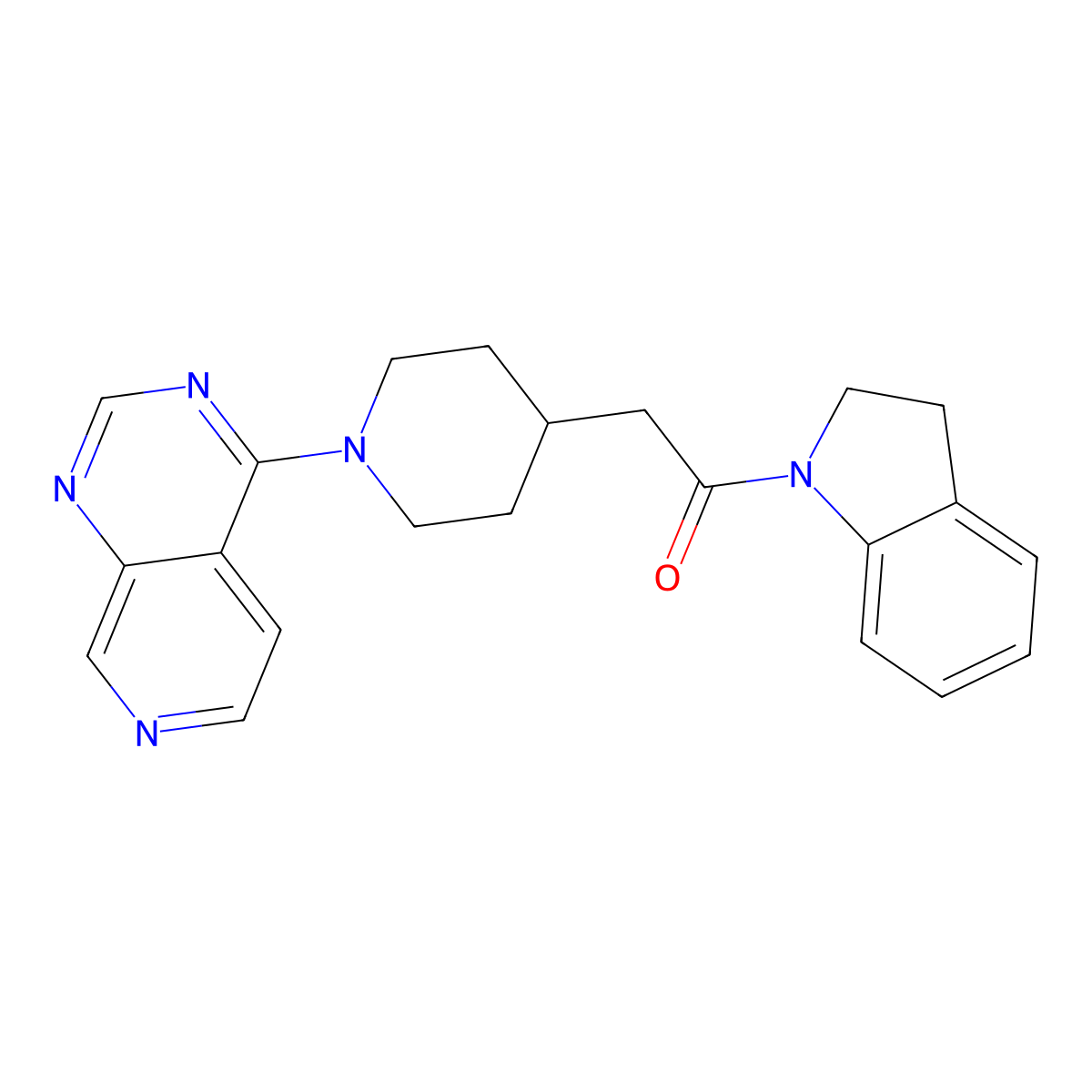 1-(2,3-dihydro-1H-indol-1-yl)-2-(1-{pyrido[3,4-d]pyrimidin-4-yl}piperidin-4-yl)ethan-1-one molecular structure, CAS 3054599-62-8