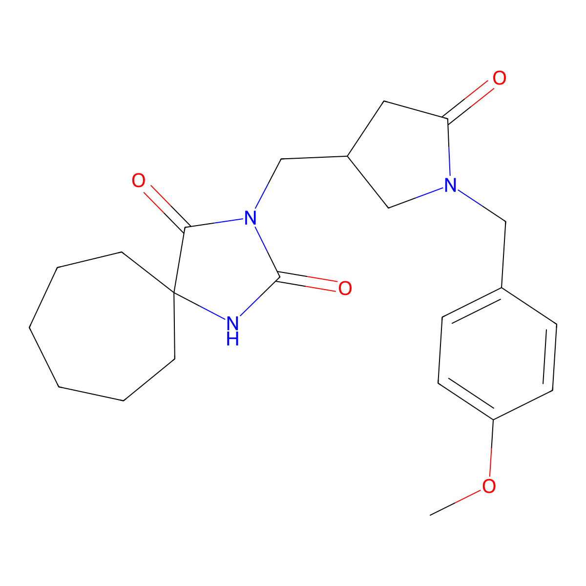3-({1-[(4-Methoxyphenyl)methyl]-5-oxopyrrolidin-3-yl}methyl)-1,3-diazaspiro[4.6]undecane-2,4-dione molecular structure, CAS 3054599-68-4