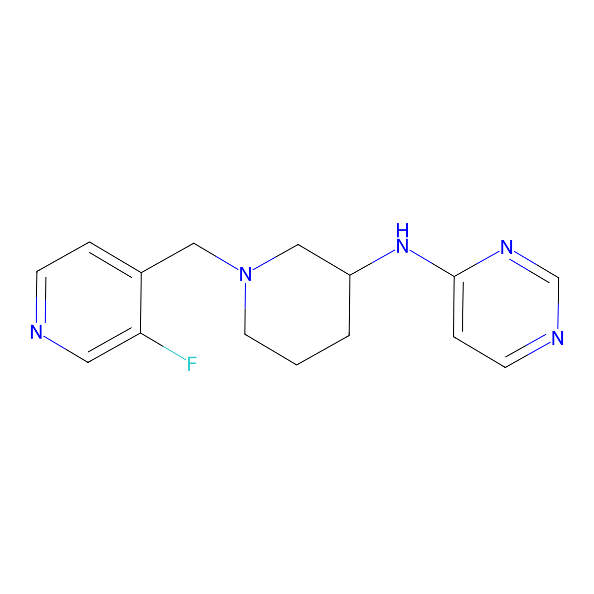 N-{1-[(3-fluoropyridin-4-yl)methyl]piperidin-3-yl}pyrimidin-4-amine molecular structure, CAS 3054599-72-0