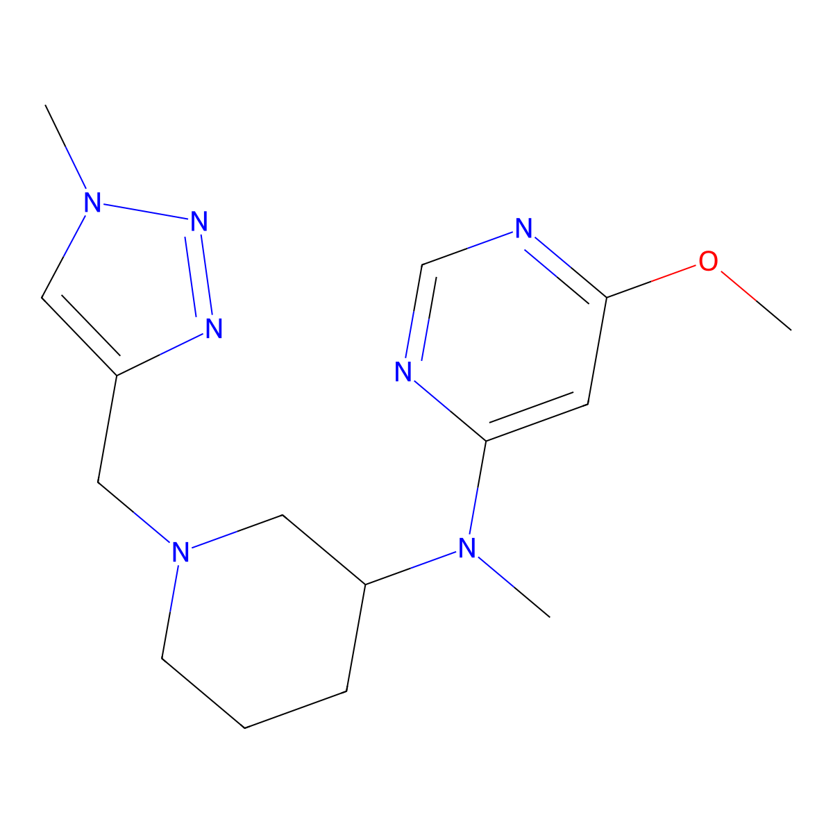 6-methoxy-N-methyl-N-{1-[(1-methyl-1H-1,2,3-triazol-4-yl)methyl]piperidin-3-yl}pyrimidin-4-amine molecular structure, CAS 3054599-75-3