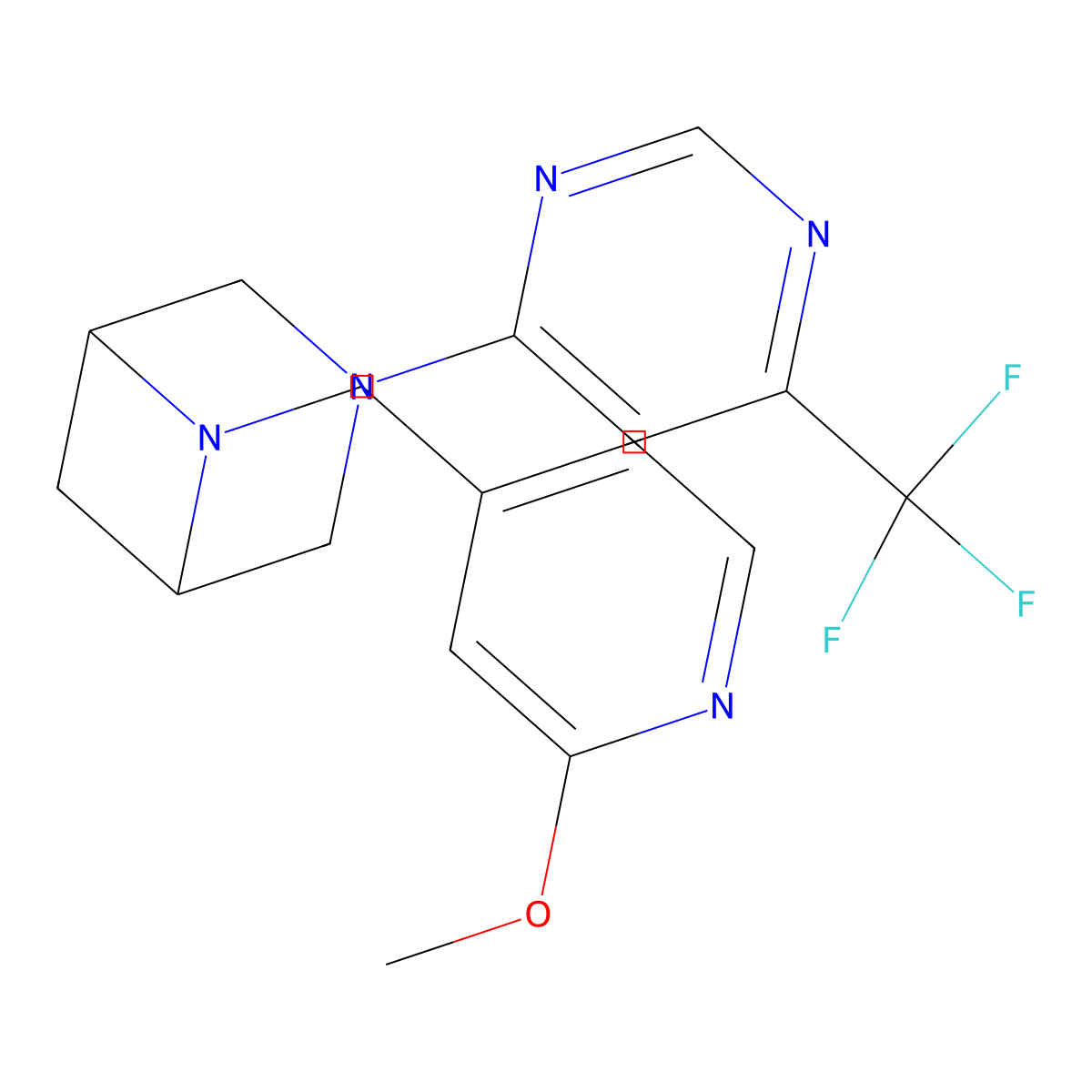 6-[(2-Methoxypyridin-4-yl)methyl]-3-[6-(trifluoromethyl)pyrimidin-4-yl]-3,6-diazabicyclo[3.1.1]heptane molecular structure, CAS 3054599-76-4
