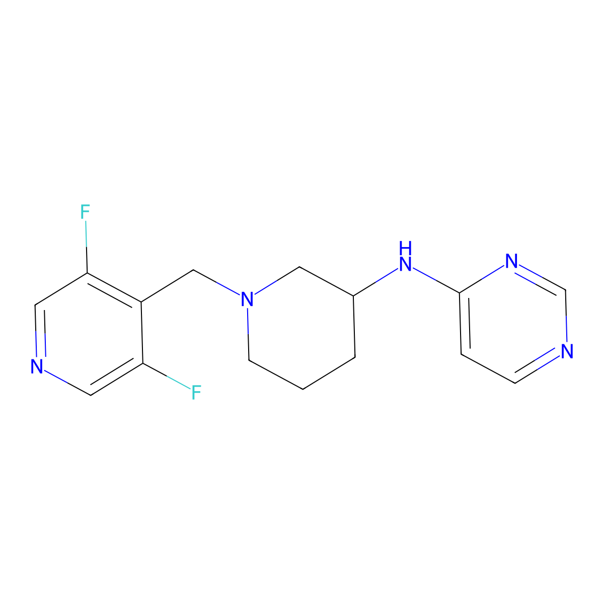 N-{1-[(3,5-difluoropyridin-4-yl)methyl]piperidin-3-yl}pyrimidin-4-amine molecular structure, CAS 3054599-85-5