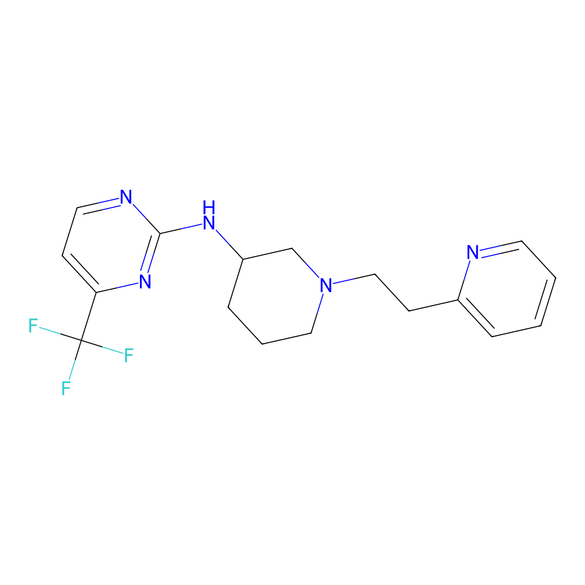 N-[1-(2-pyridin-2-ylethyl)piperidin-3-yl]-4-(trifluoromethyl)pyrimidin-2-amine molecular structure, CAS 3054599-95-7