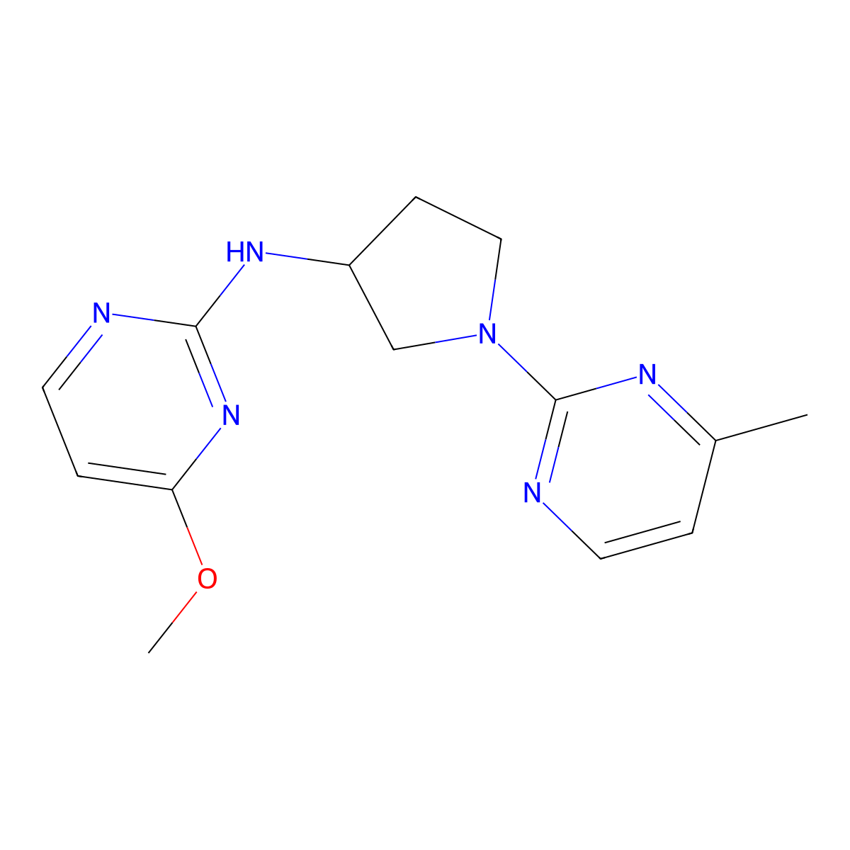 4-methoxy-N-[1-(4-methylpyrimidin-2-yl)pyrrolidin-3-yl]pyrimidin-2-amine molecular structure, CAS 3054600-02-8