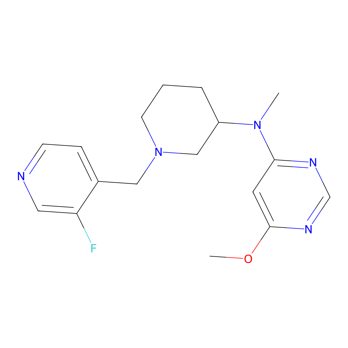 N-{1-[(3-fluoropyridin-4-yl)methyl]piperidin-3-yl}-6-methoxy-N-methylpyrimidin-4-amine molecular structure, CAS 3054600-05-1