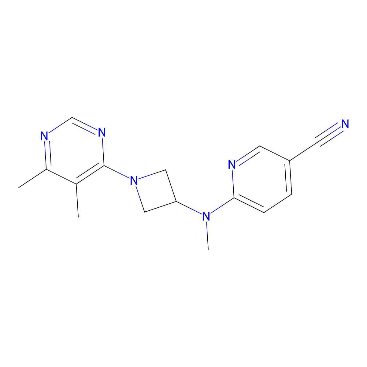 6-{[1-(5,6-Dimethylpyrimidin-4-yl)azetidin-3-yl](methyl)amino}pyridine-3-carbonitrile molecular structure, CAS 3054600-07-3