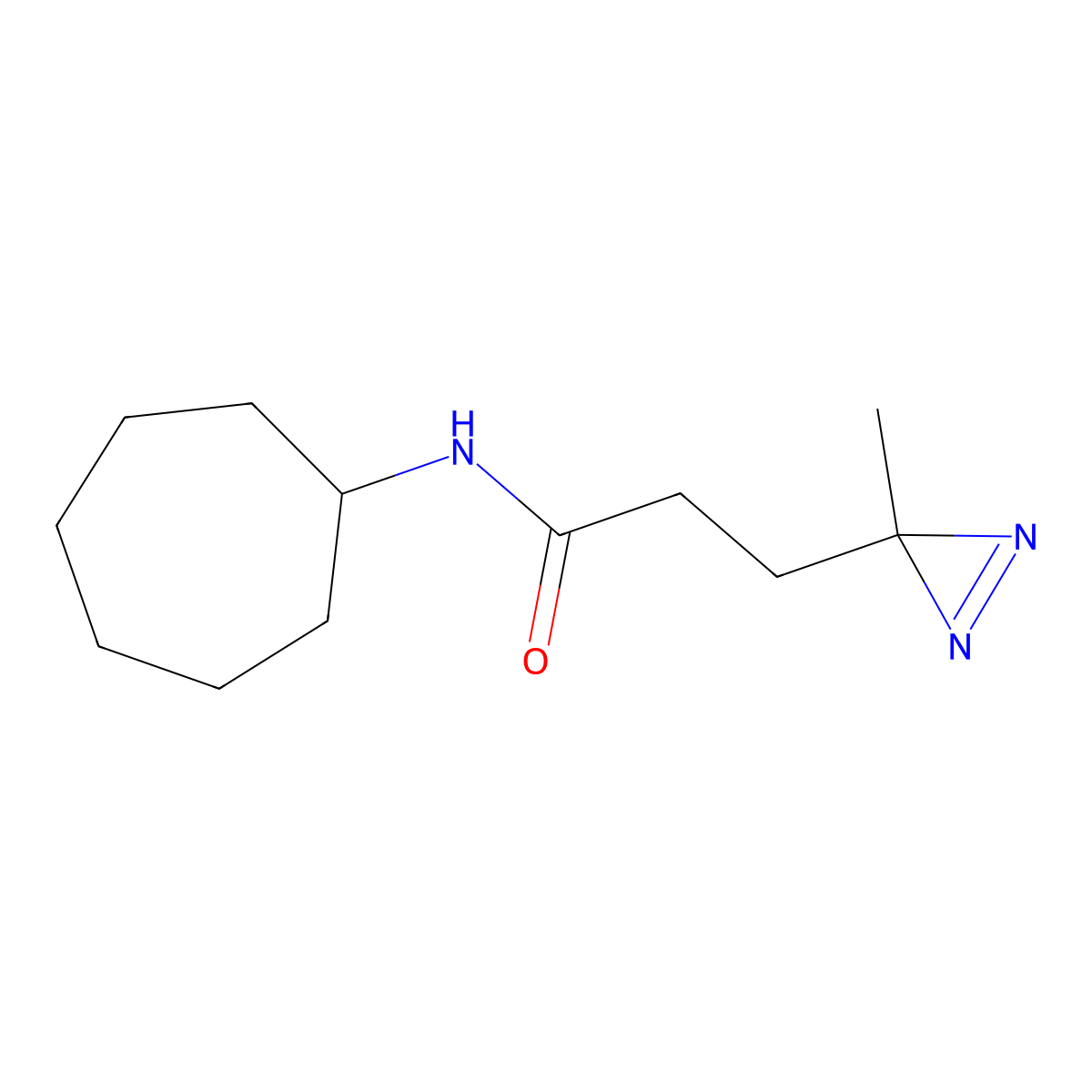 N-cycloheptyl-3-(3-methyl-3H-diazirin-3-yl)propanamide molecular structure, CAS 3054600-10-8